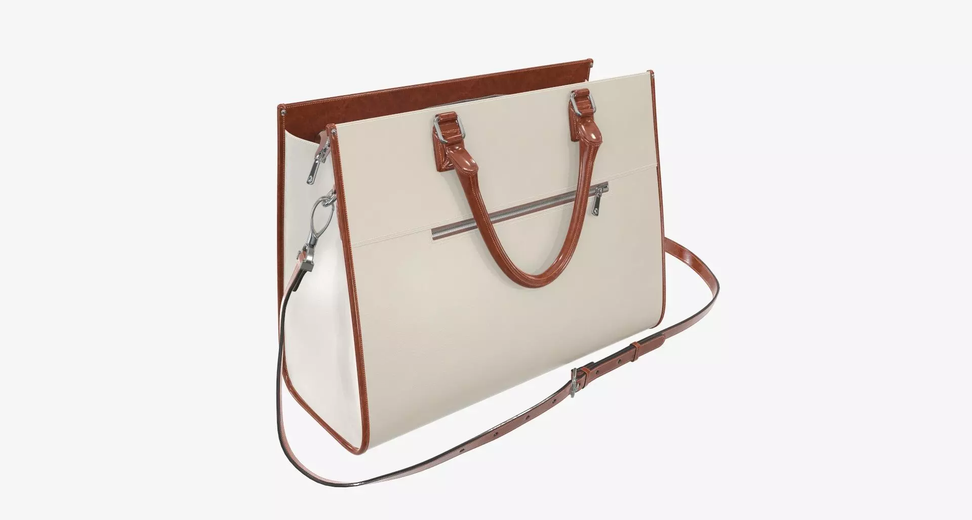 Woman briefcase shoulder travel bag handbag open 3D model_0