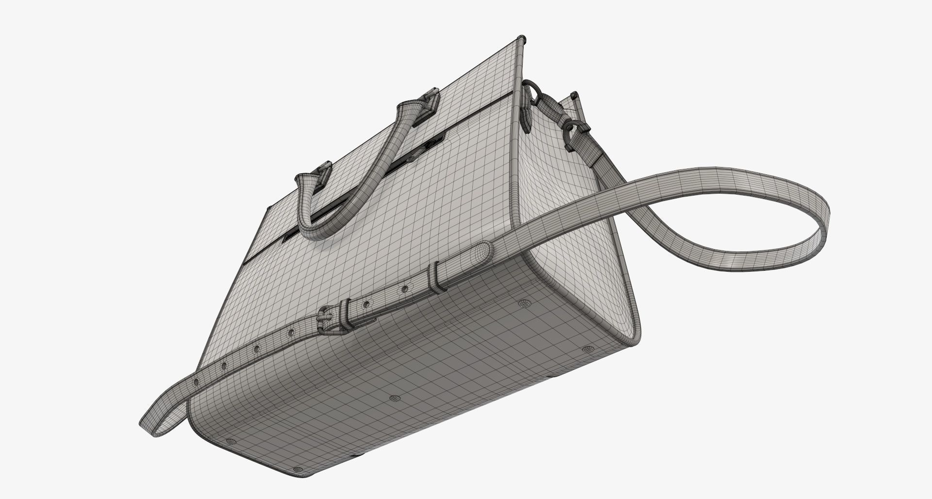 Woman briefcase shoulder travel bag handbag open 3D model_12