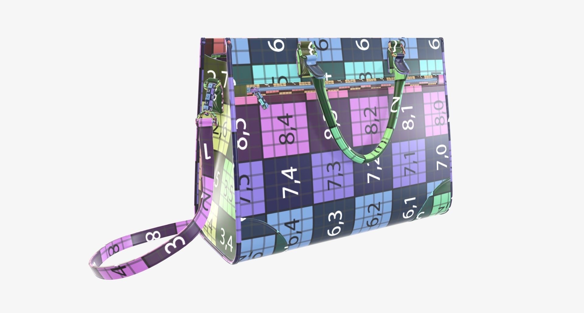 Woman briefcase shoulder travel bag handbag open 3D model_19