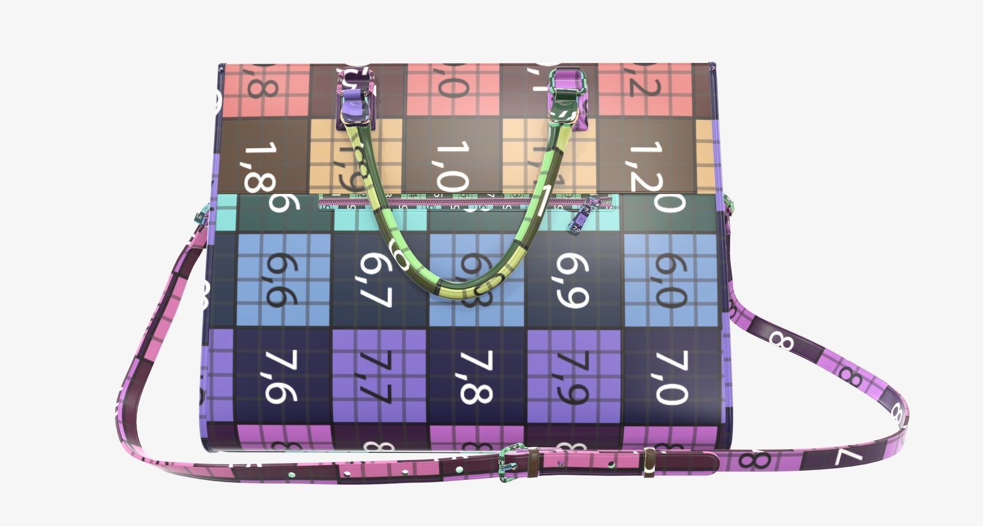 Woman briefcase shoulder travel bag handbag open 3D model_18