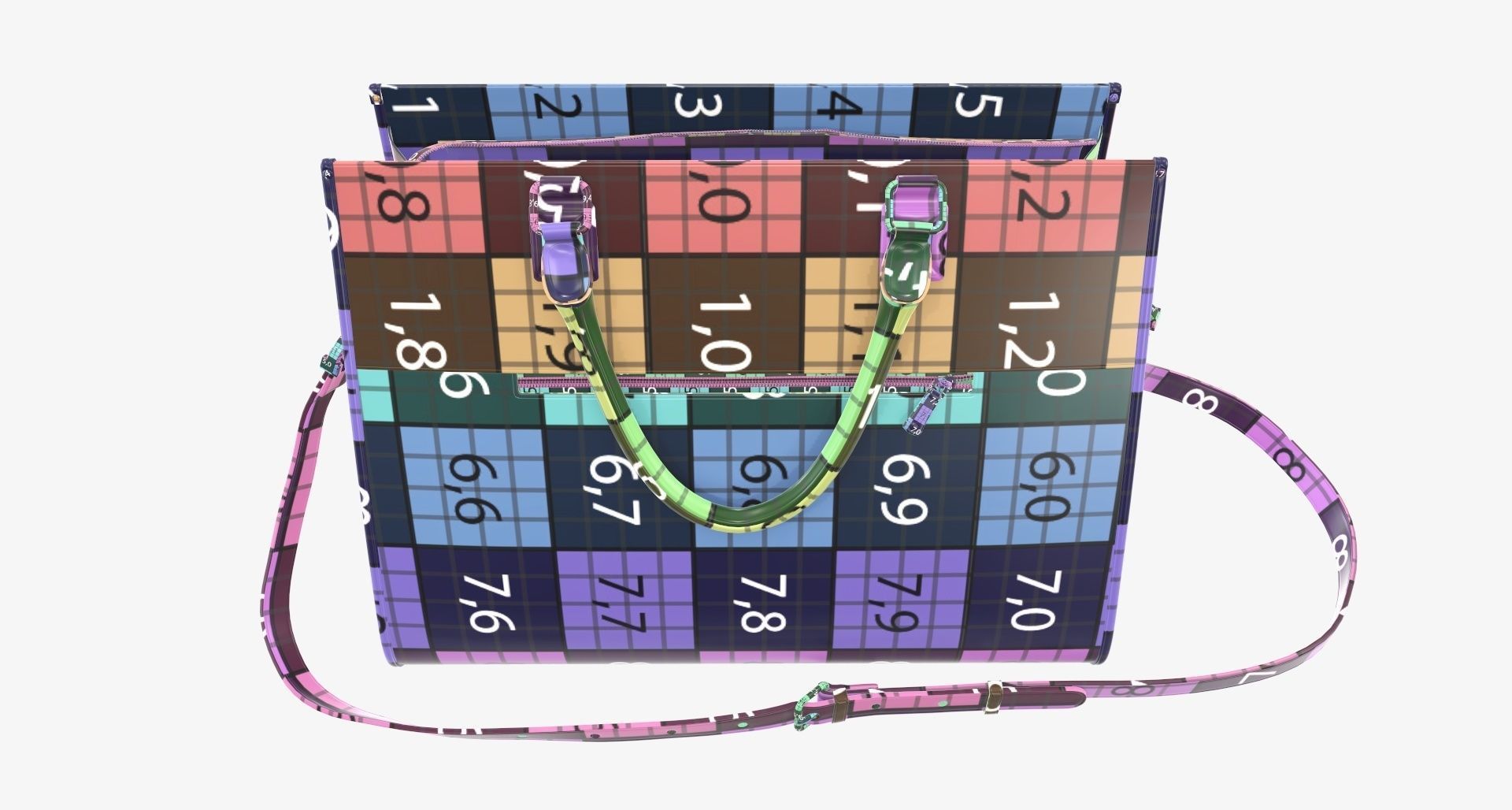 Woman briefcase shoulder travel bag handbag open 3D model_17