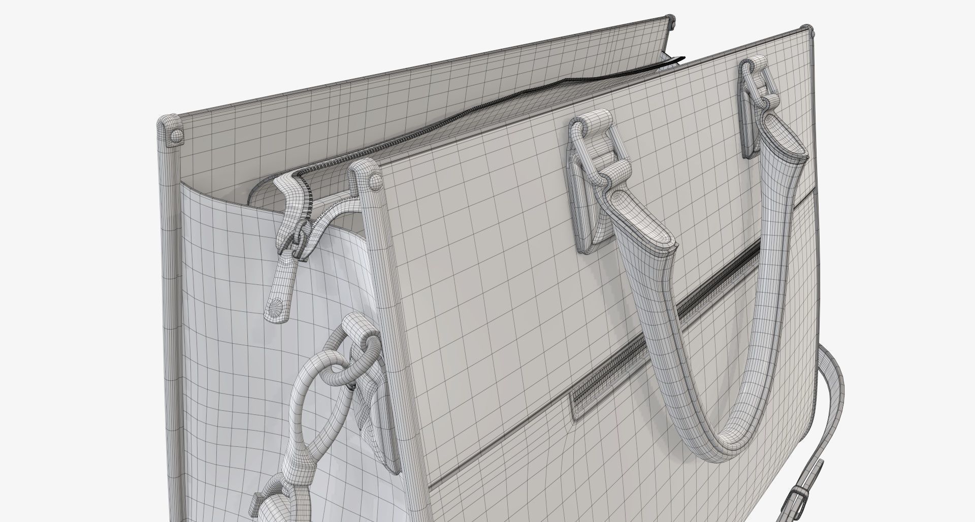 Woman briefcase shoulder travel bag handbag open 3D model_14