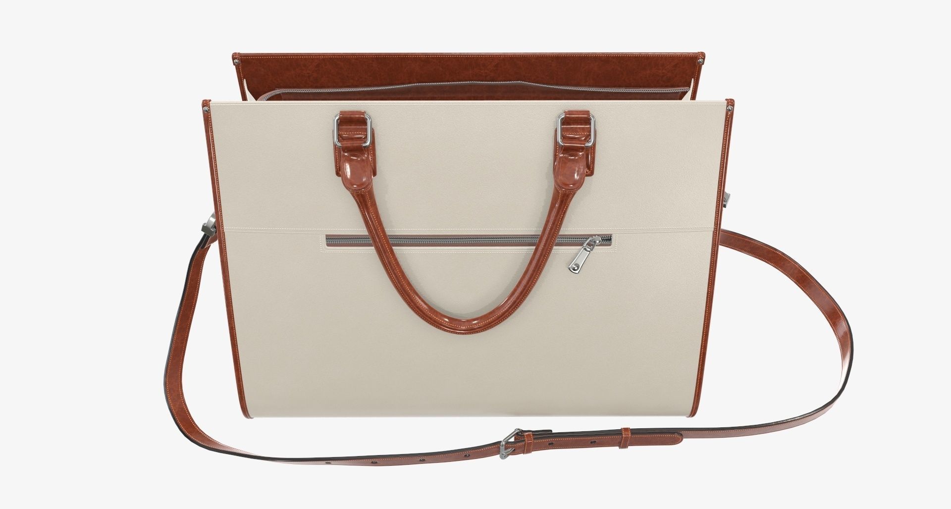 Woman briefcase shoulder travel bag handbag open 3D model_1