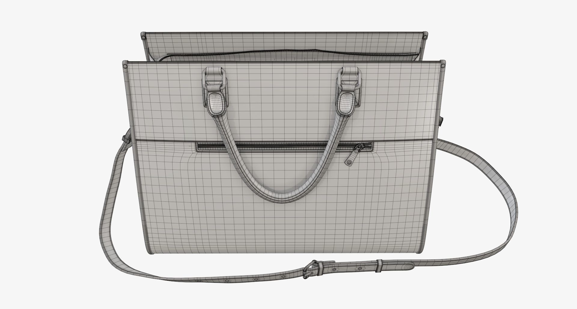 Woman briefcase shoulder travel bag handbag open 3D model_9