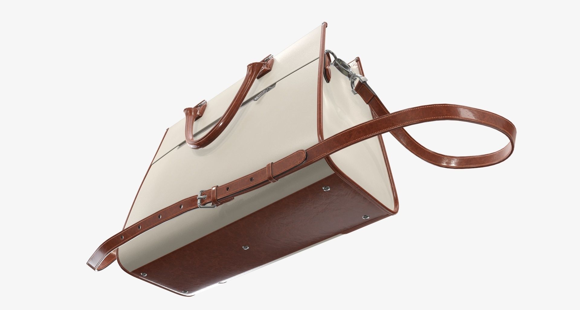 Woman briefcase shoulder travel bag handbag open 3D model_4