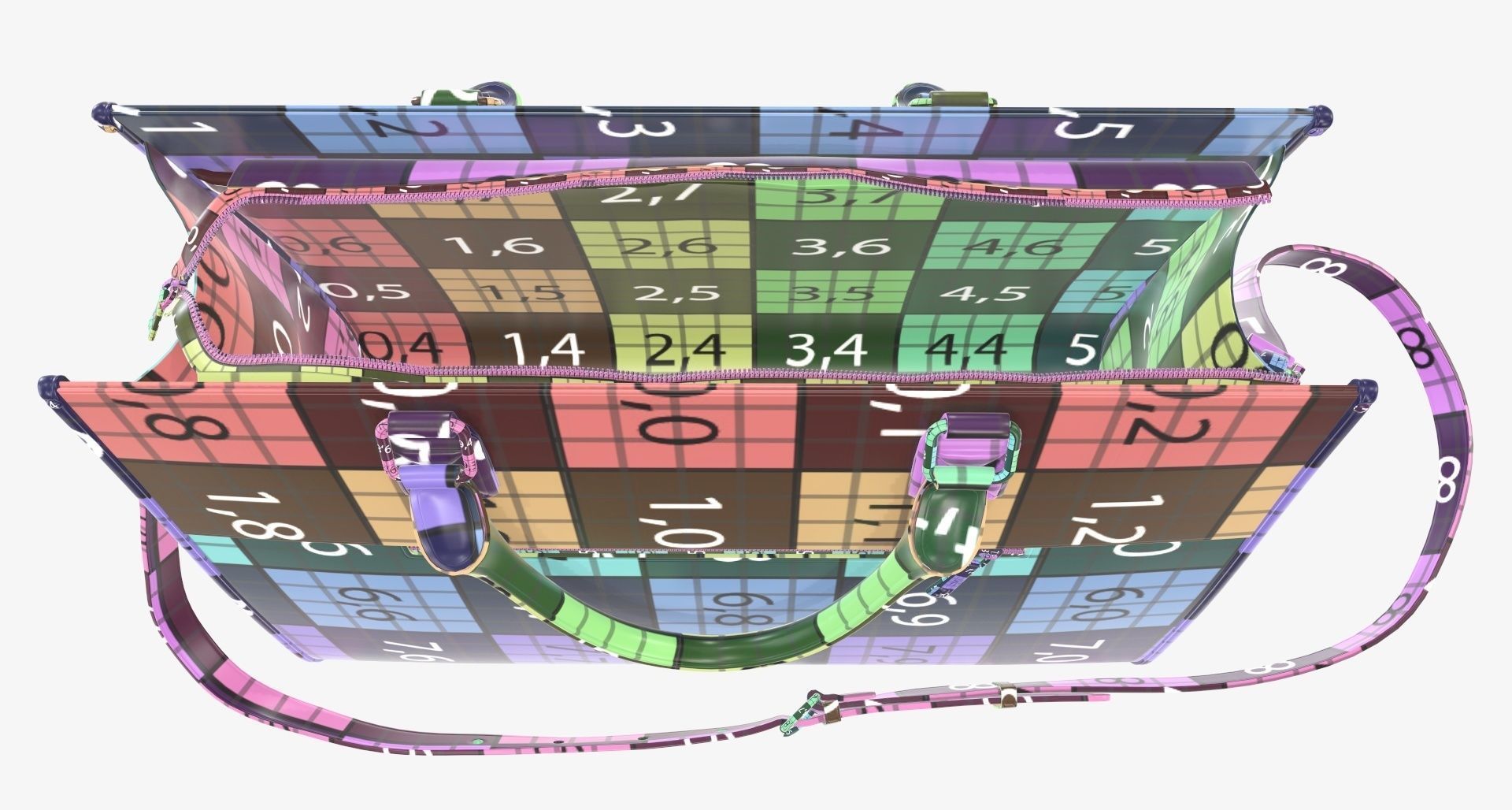 Woman briefcase shoulder travel bag handbag open 3D model_21