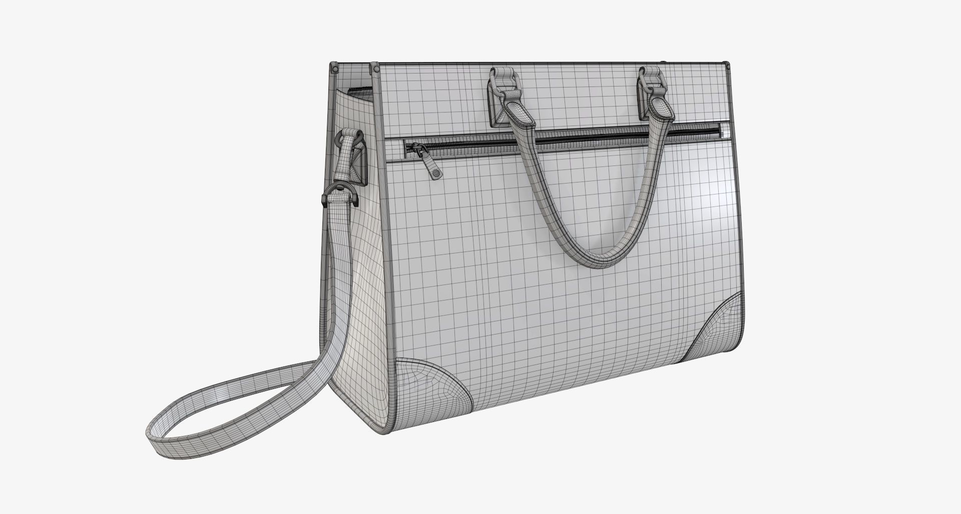 Woman briefcase shoulder travel bag handbag open 3D model_11