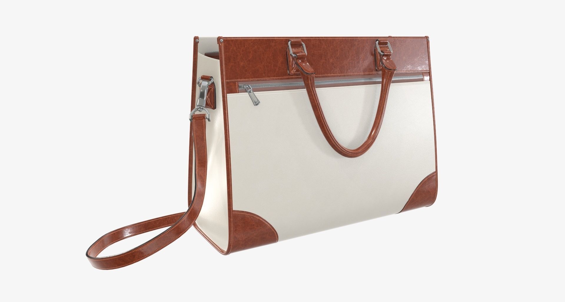 Woman briefcase shoulder travel bag handbag open 3D model_3