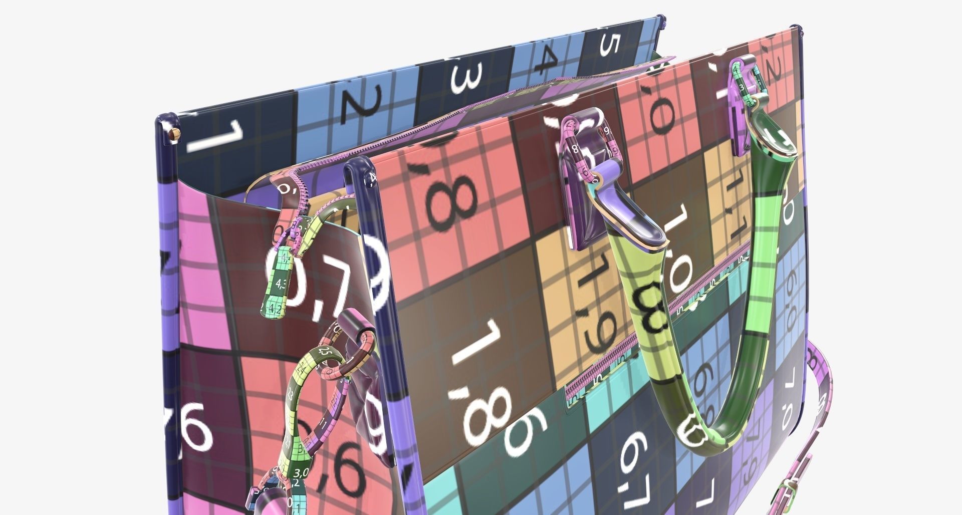 Woman briefcase shoulder travel bag handbag open 3D model_22