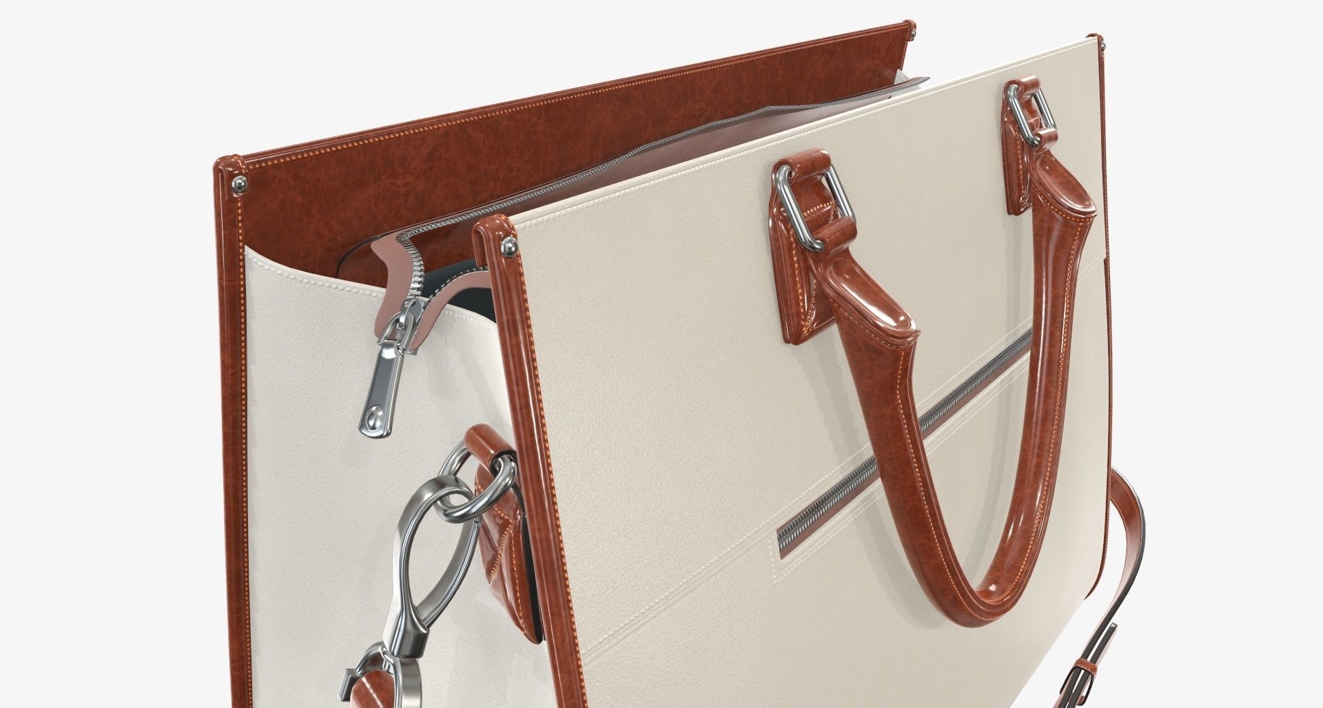 Woman briefcase shoulder travel bag handbag open 3D model_6