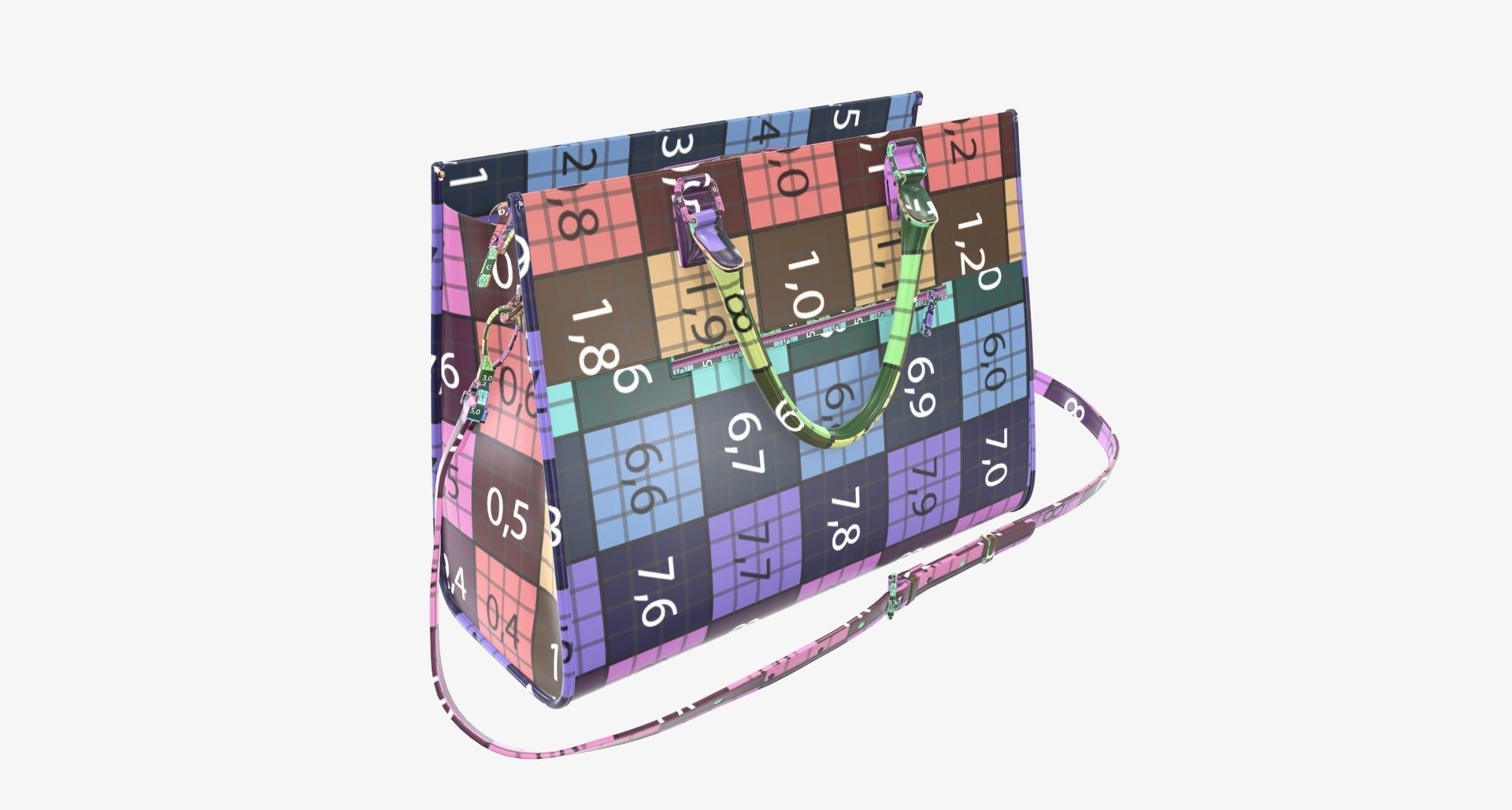 Woman briefcase shoulder travel bag handbag open 3D model_16