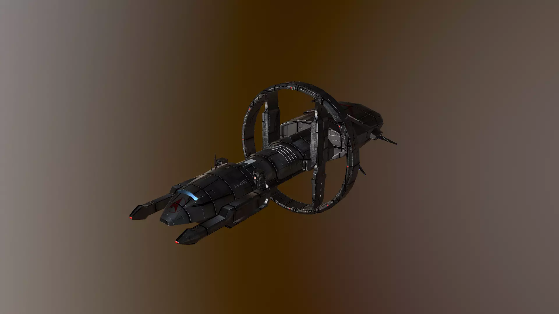 SpaceShip H-412 Low-poly 3D model