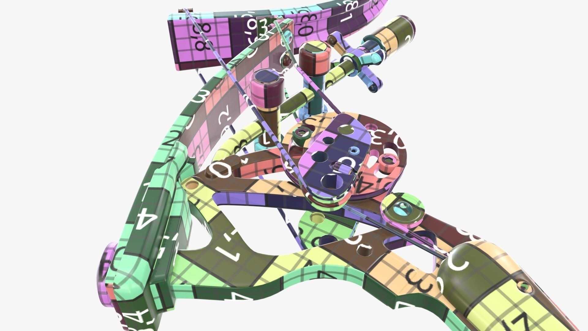 Drawn lever action compound bow 3D model_44