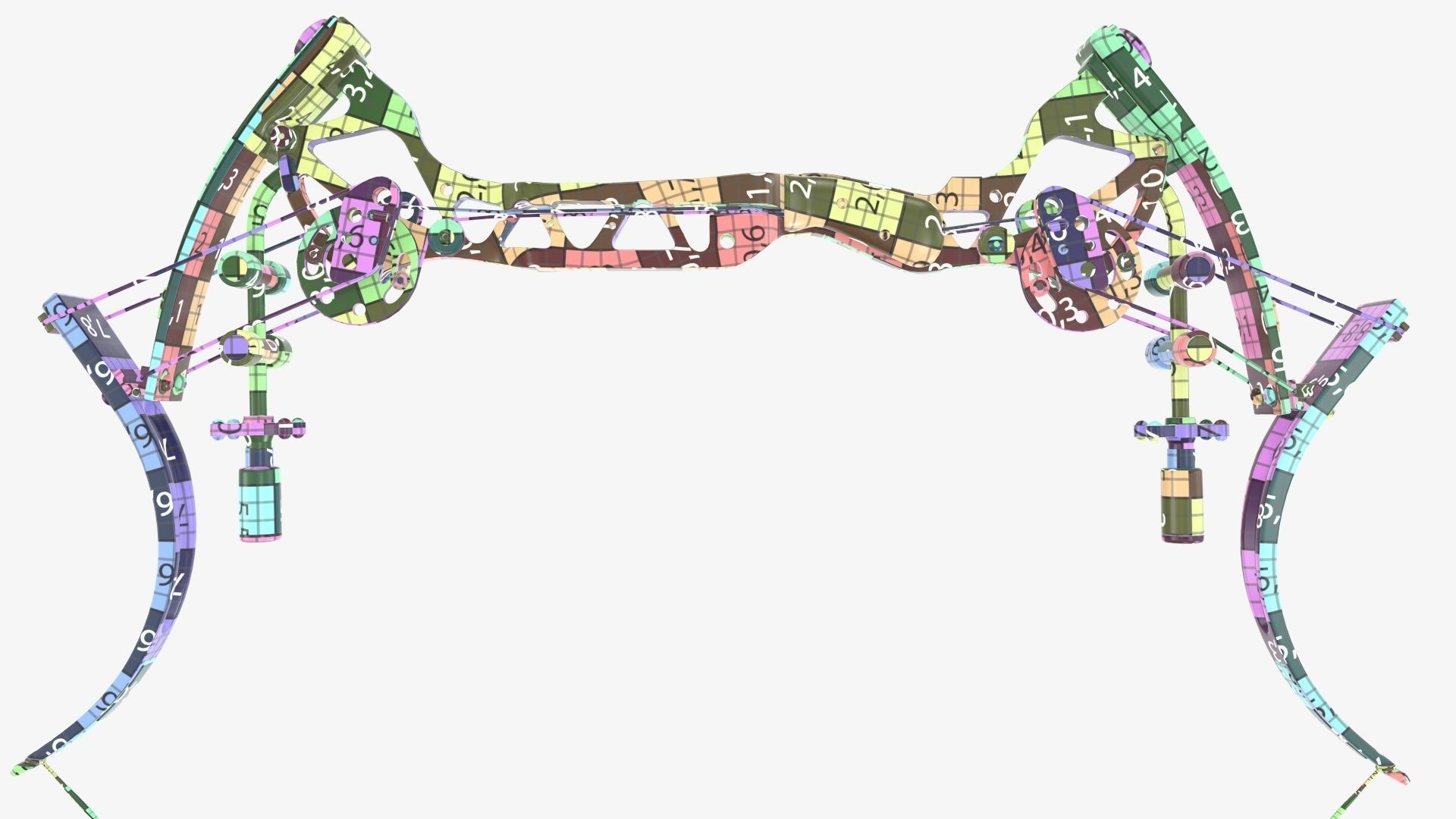 Drawn lever action compound bow 3D model_41