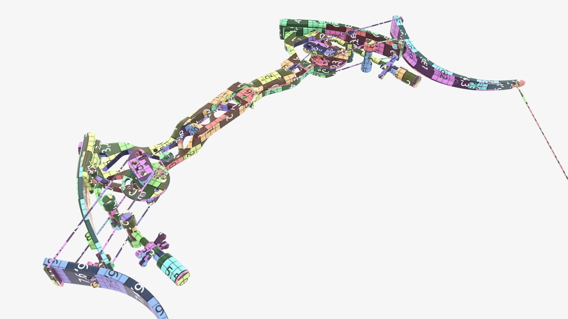 Drawn lever action compound bow 3D model_40