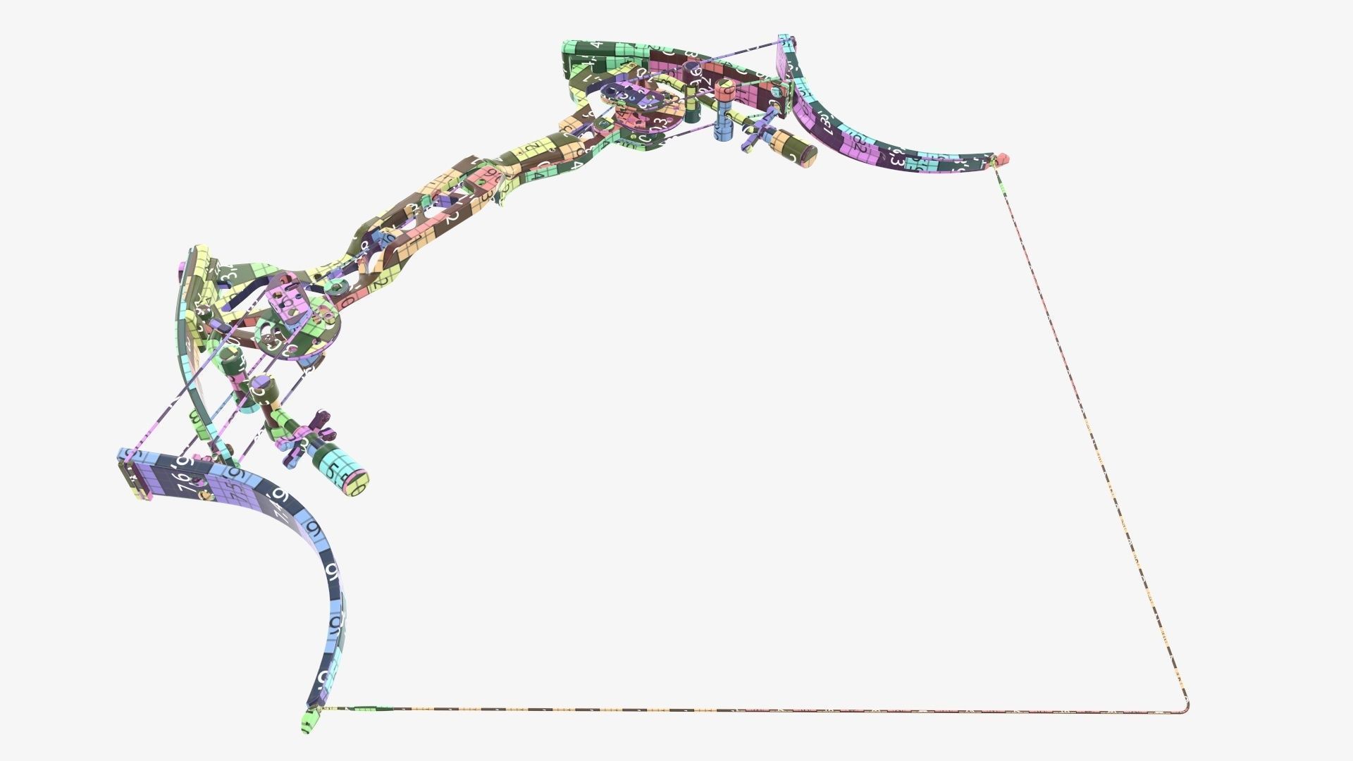 Drawn lever action compound bow 3D model_39