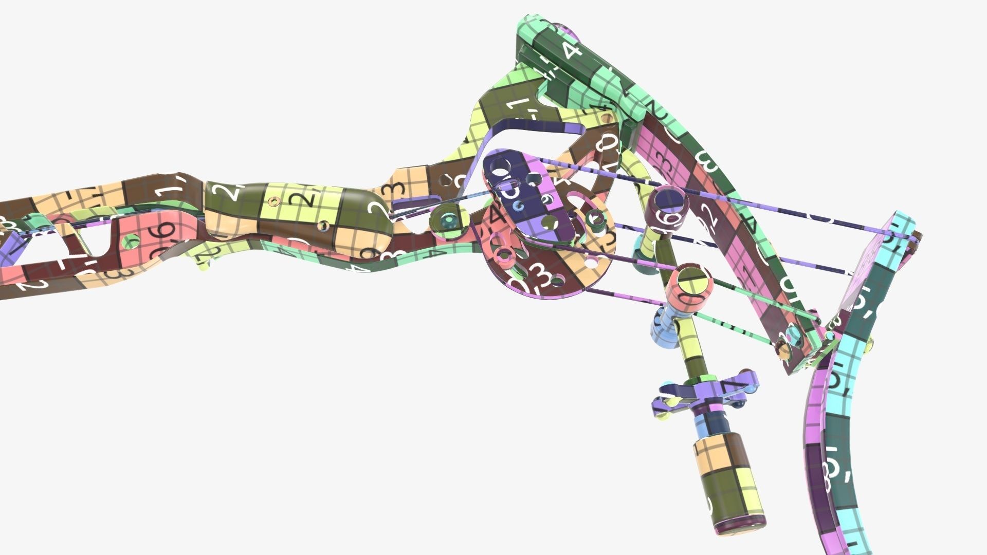 Drawn lever action compound bow 3D model_43