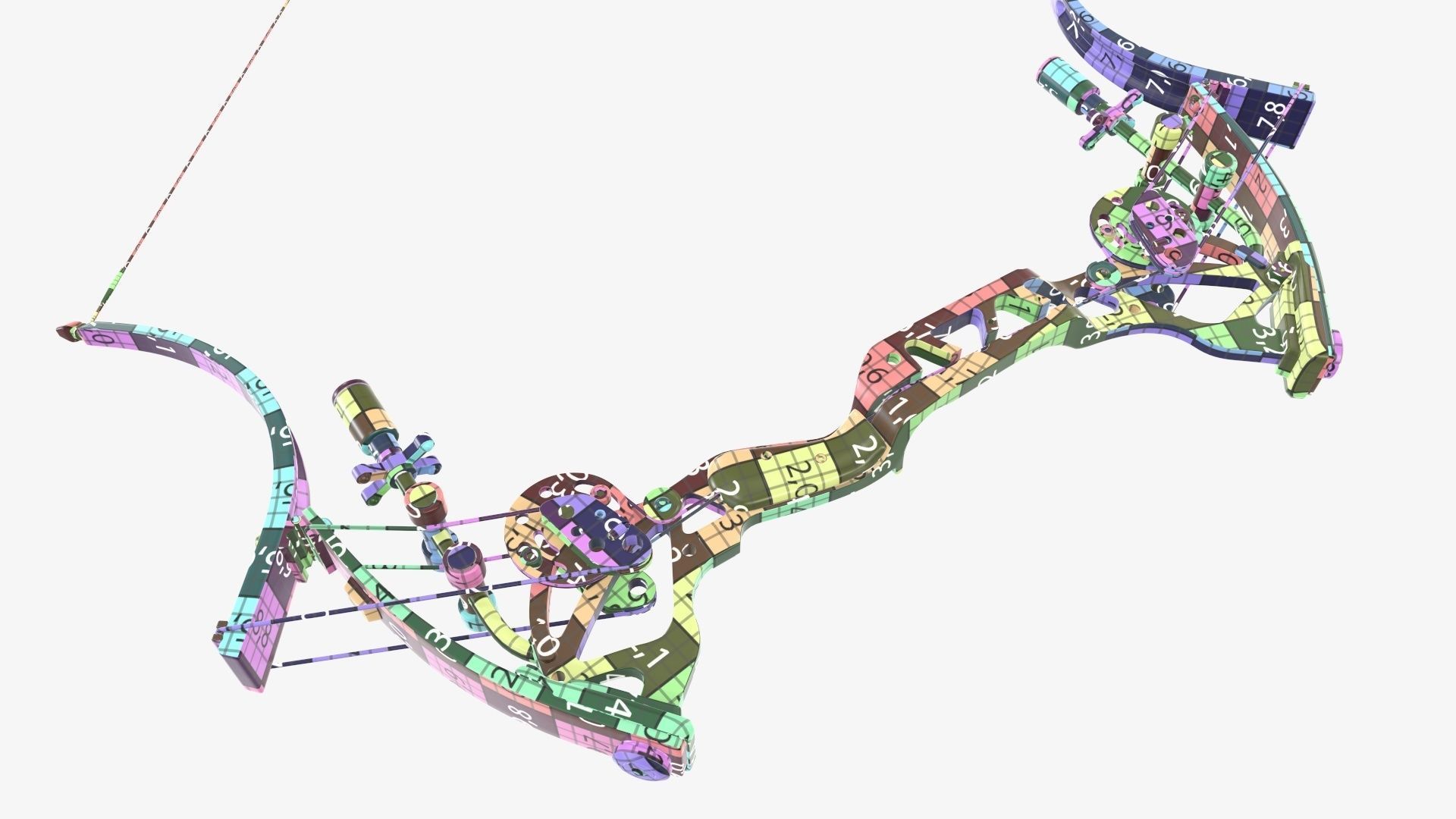 Drawn lever action compound bow 3D model_38