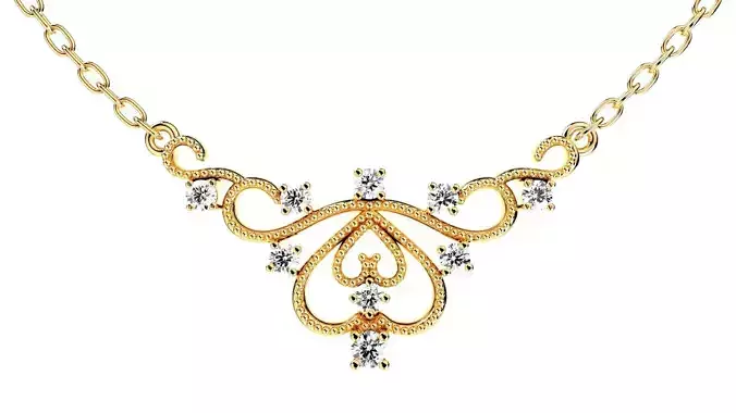 Crown Beads Necklace Patterns With Diamonds  CAD Design-O1A003M