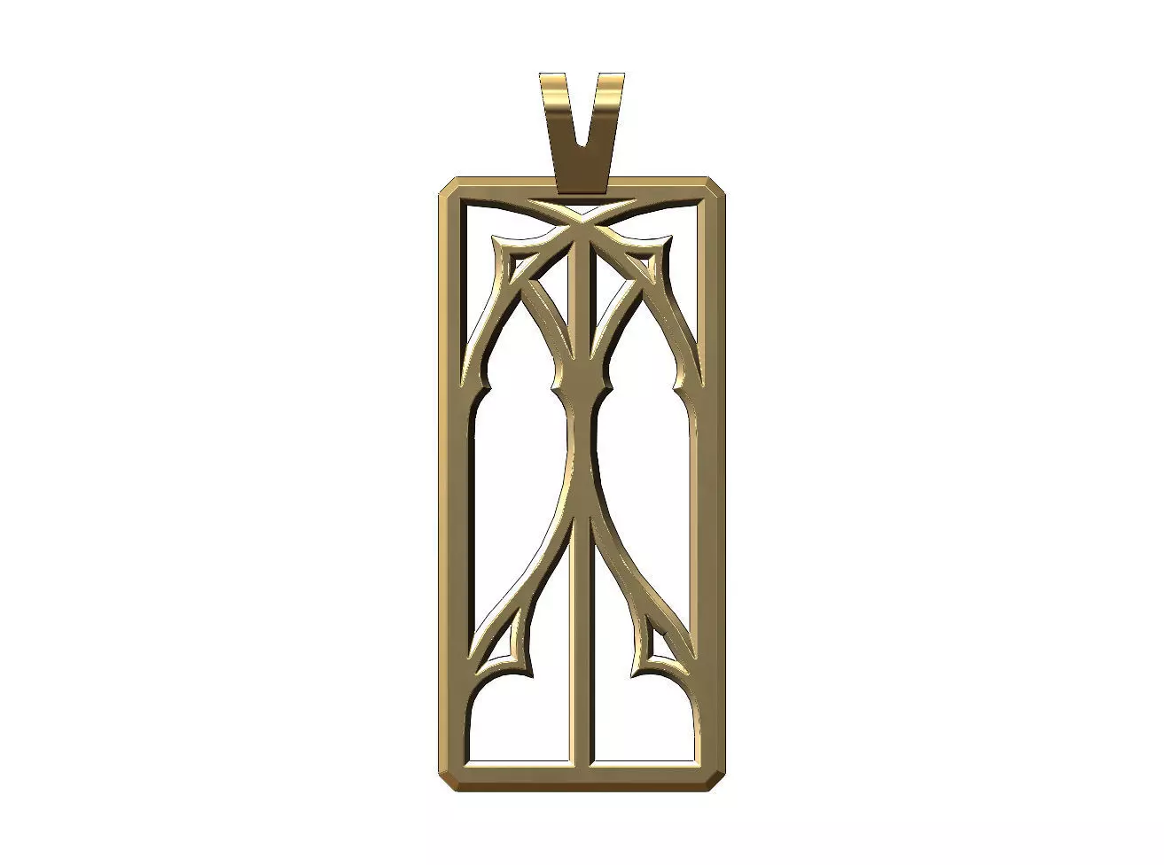 Gothic rectangular ornament pendant 3D print model