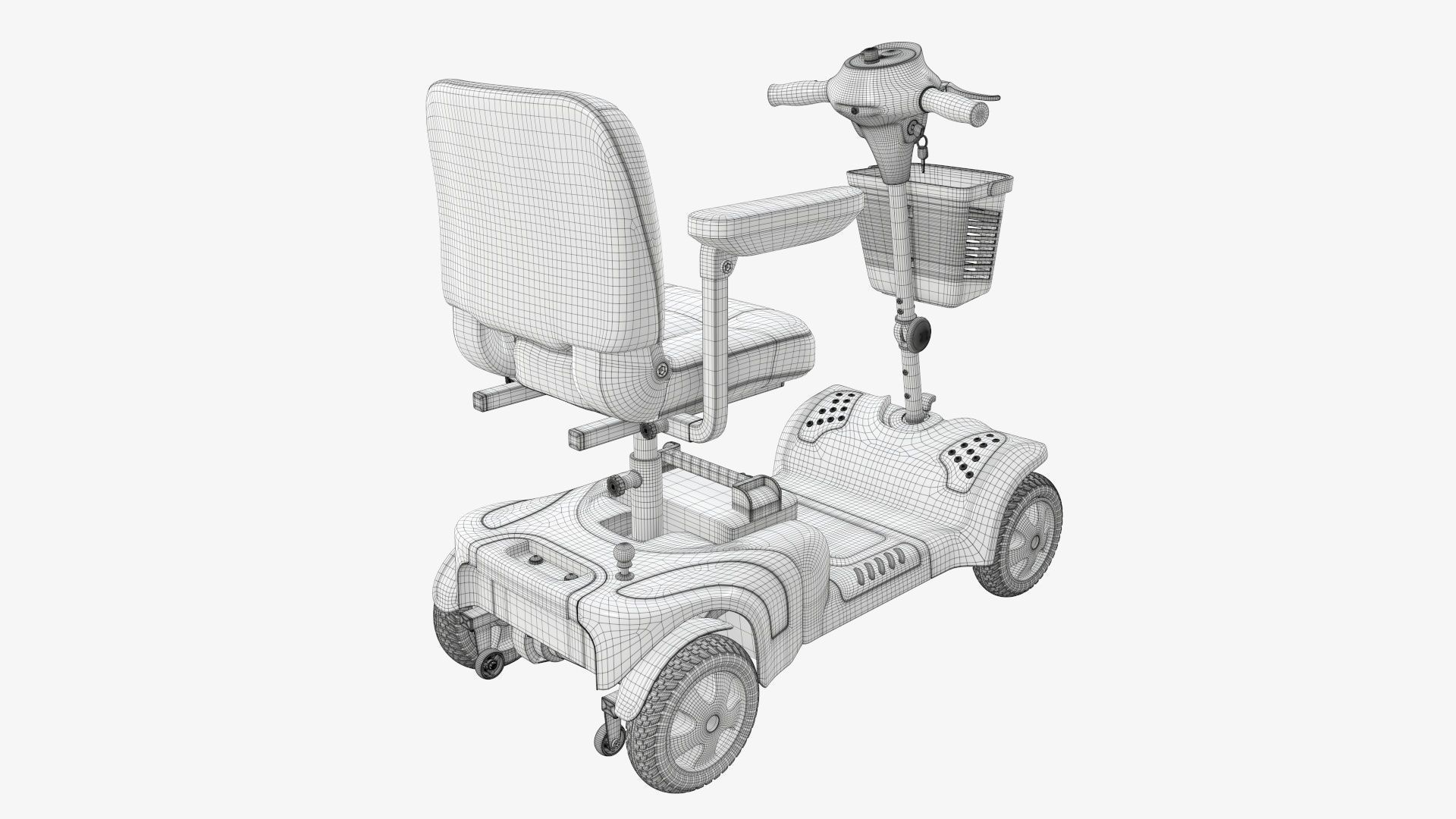 Medical four wheel power scooter 3D model_11