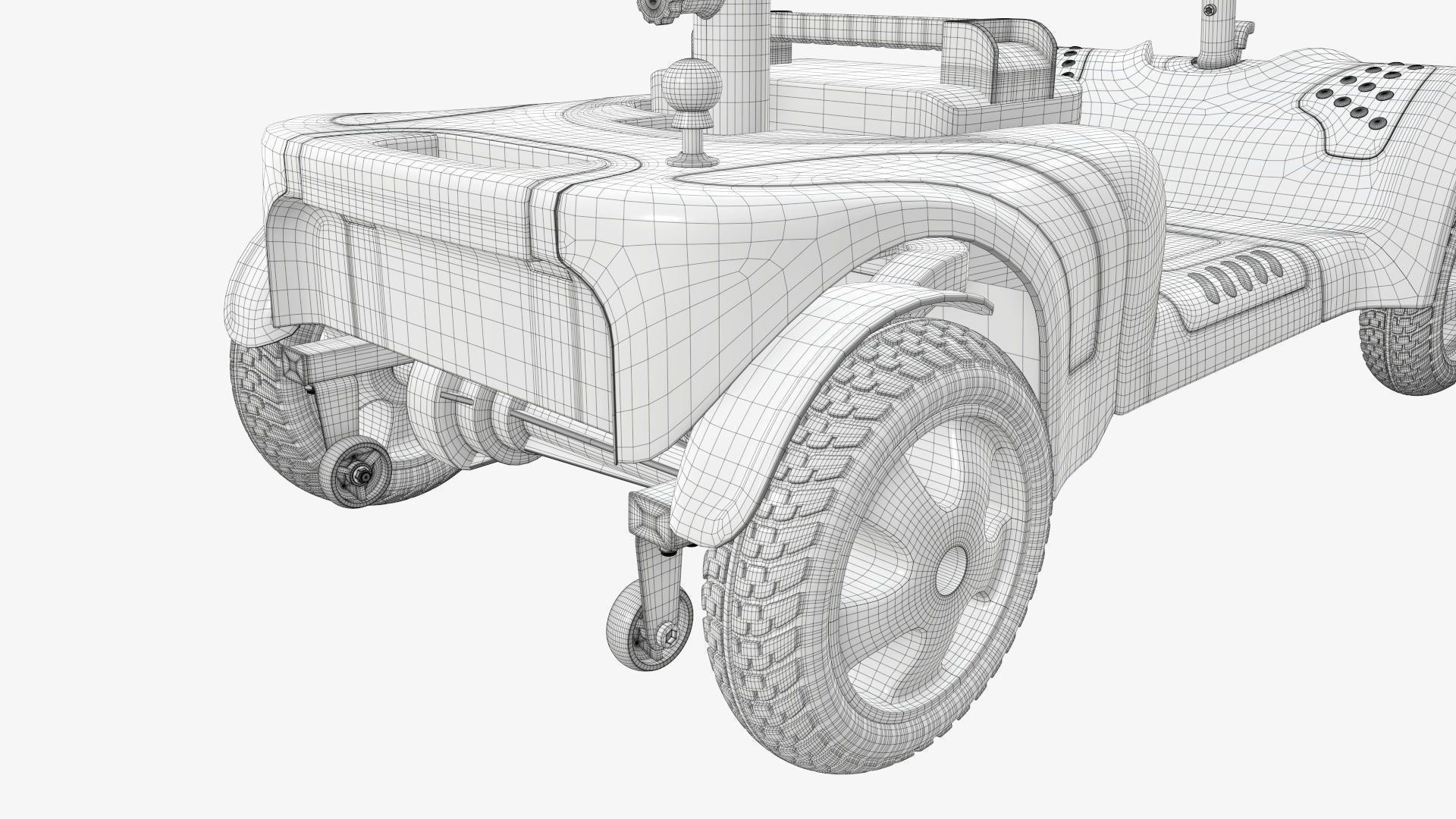 Medical four wheel power scooter 3D model_12