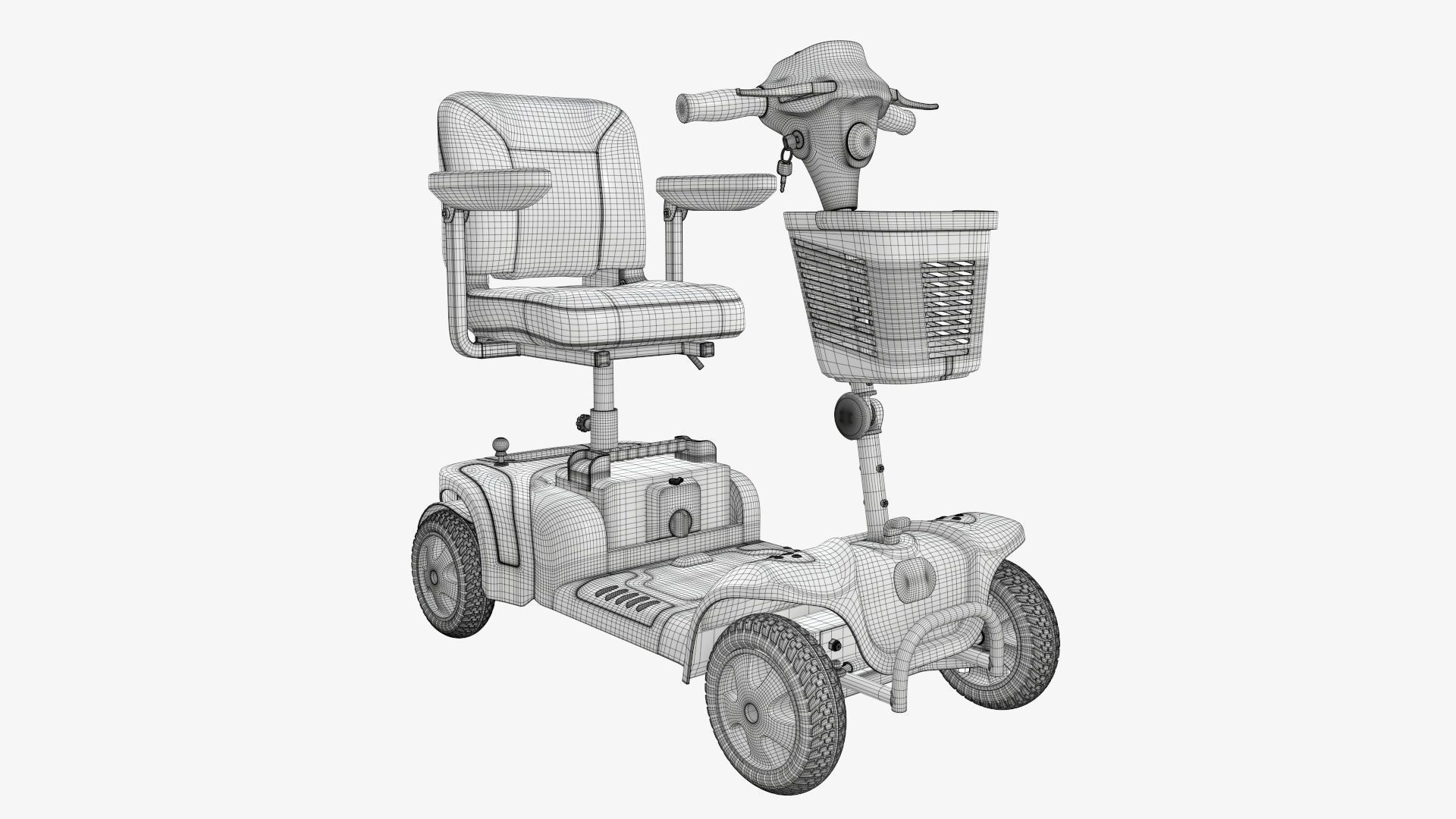 Medical four wheel power scooter 3D model_9