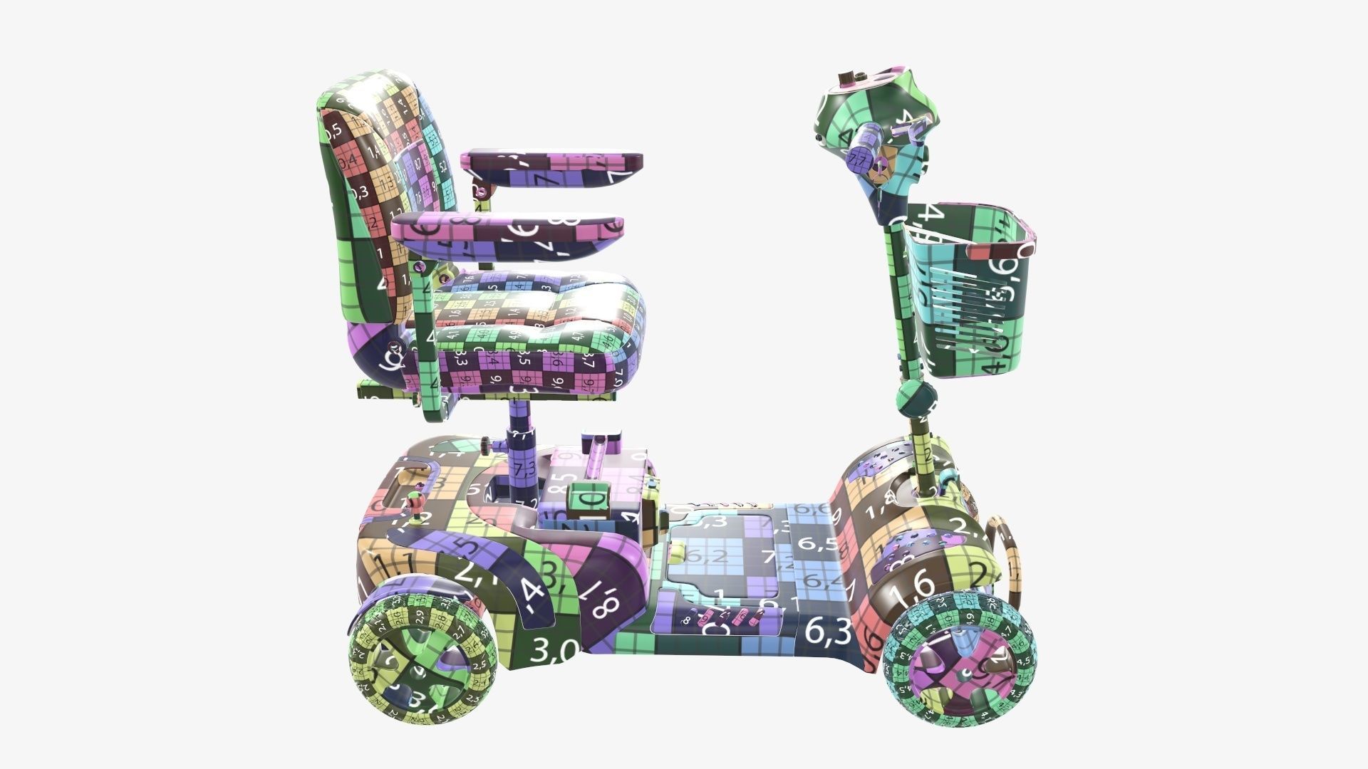 Medical four wheel power scooter 3D model_21