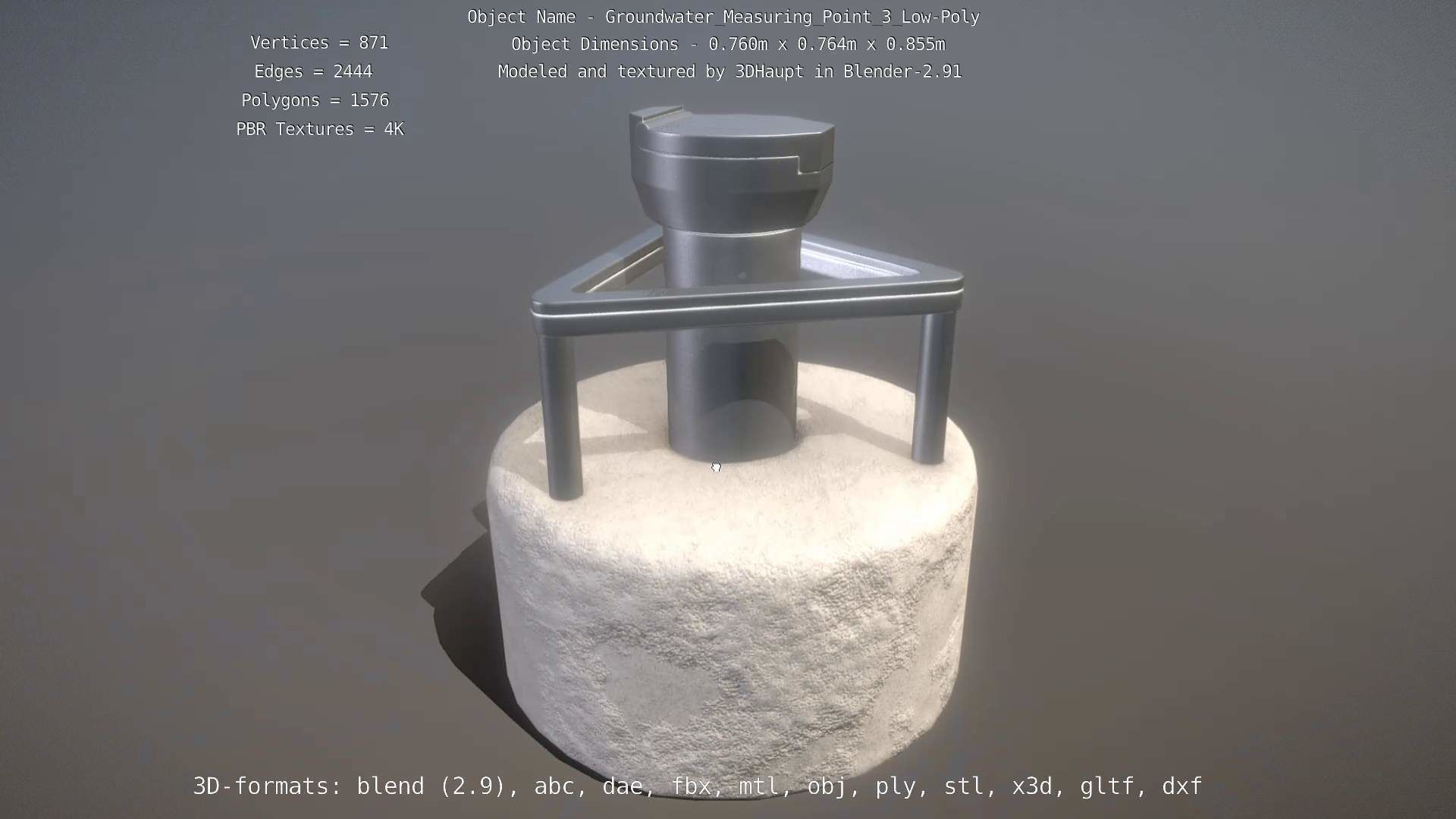 Groundwater Measure Pipe Low-Poly Version 3  Low-poly 3D model_93