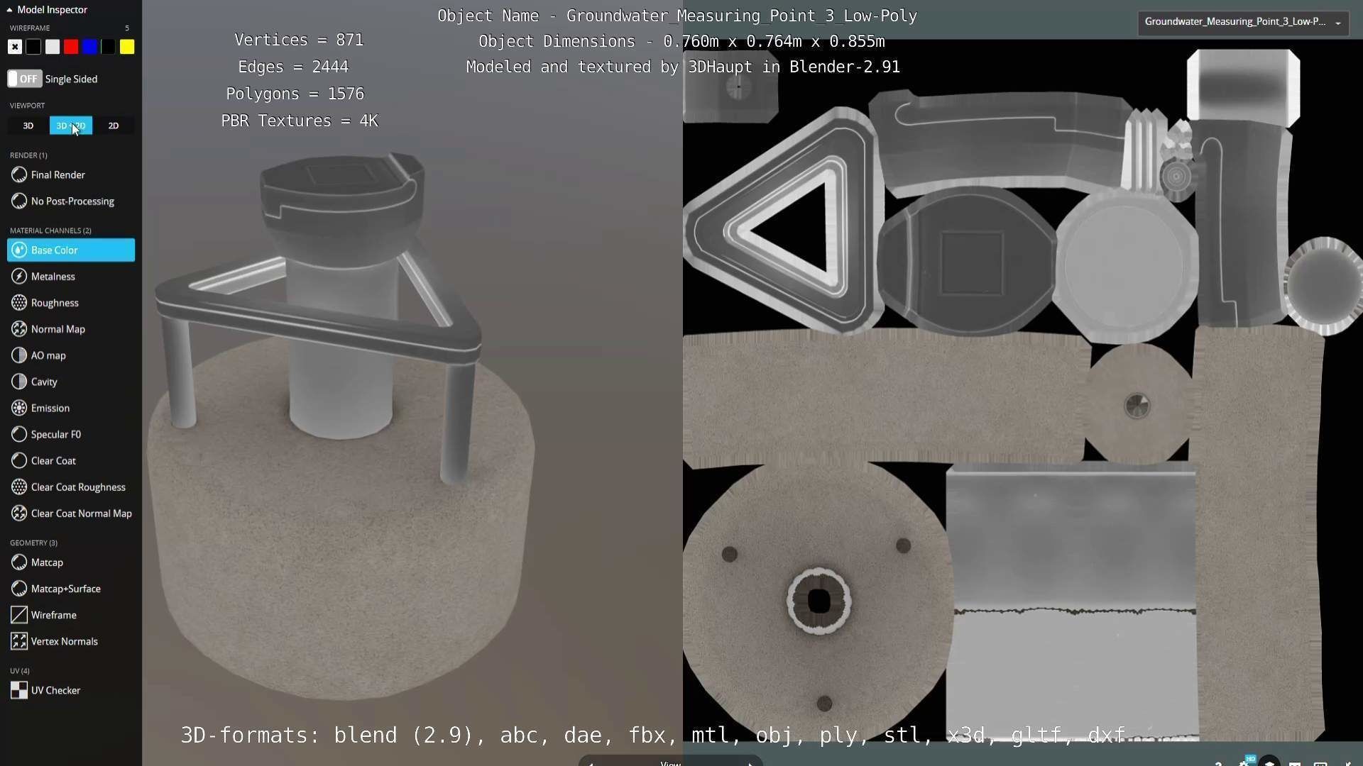 Groundwater Measure Pipe Low-Poly Version 3  Low-poly 3D model_34