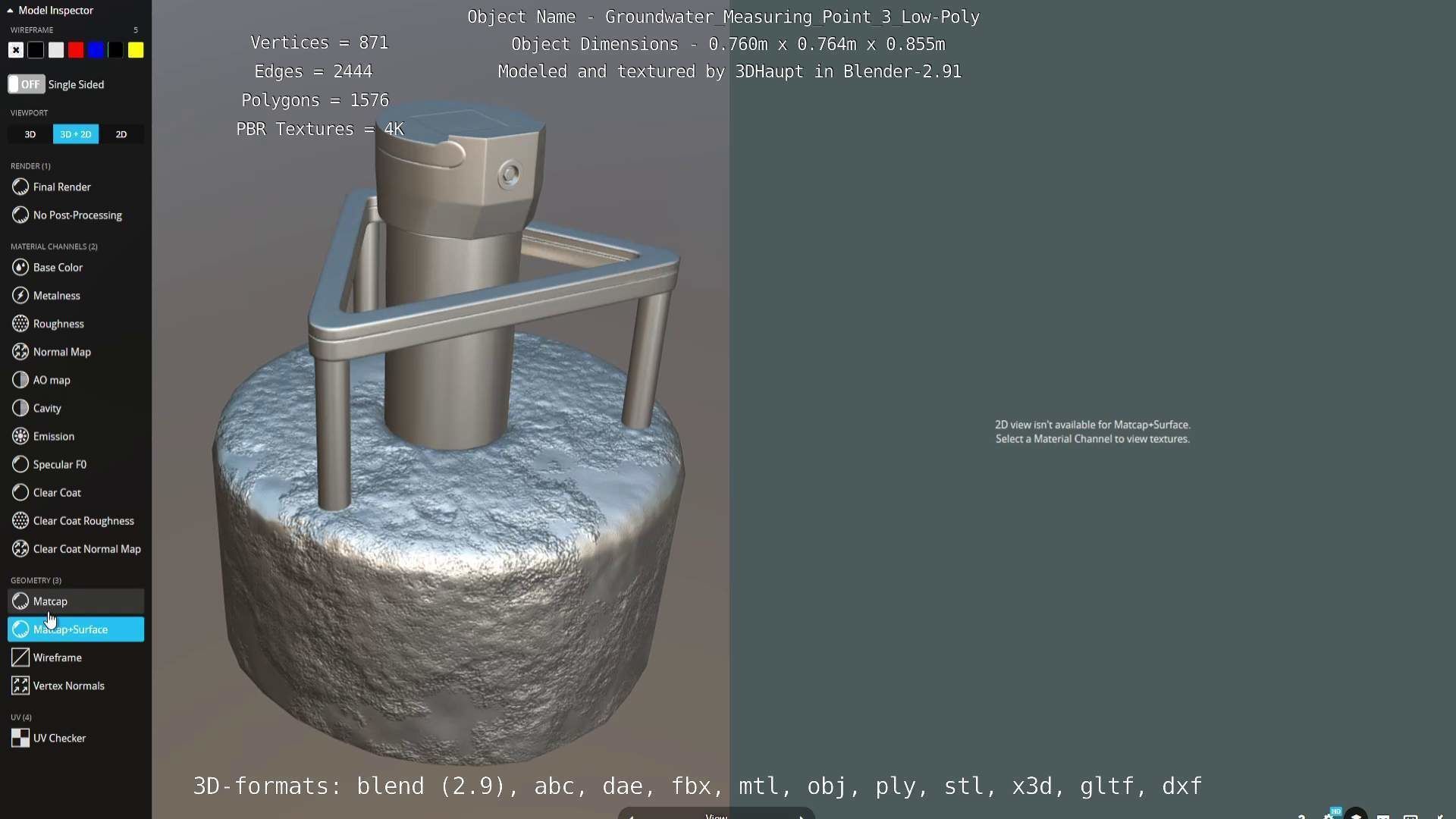 Groundwater Measure Pipe Low-Poly Version 3  Low-poly 3D model_41