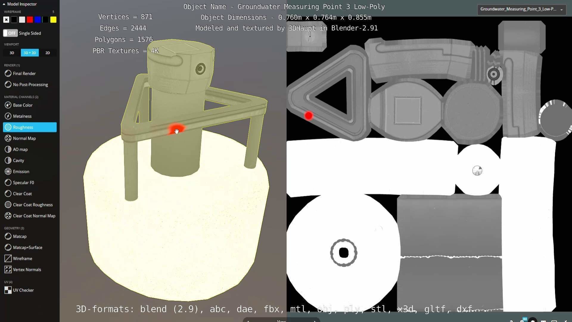 Groundwater Measure Pipe Low-Poly Version 3  Low-poly 3D model_36