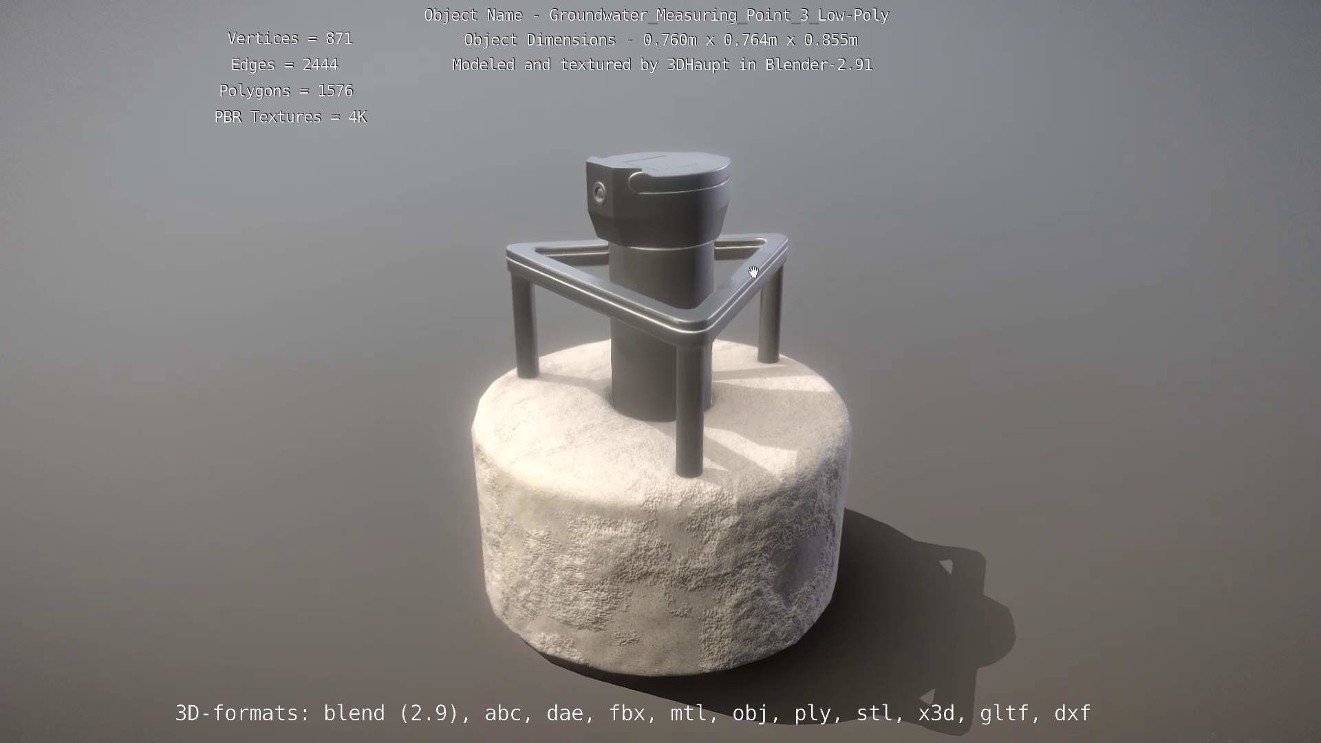 Groundwater Measure Pipe Low-Poly Version 3  Low-poly 3D model_71