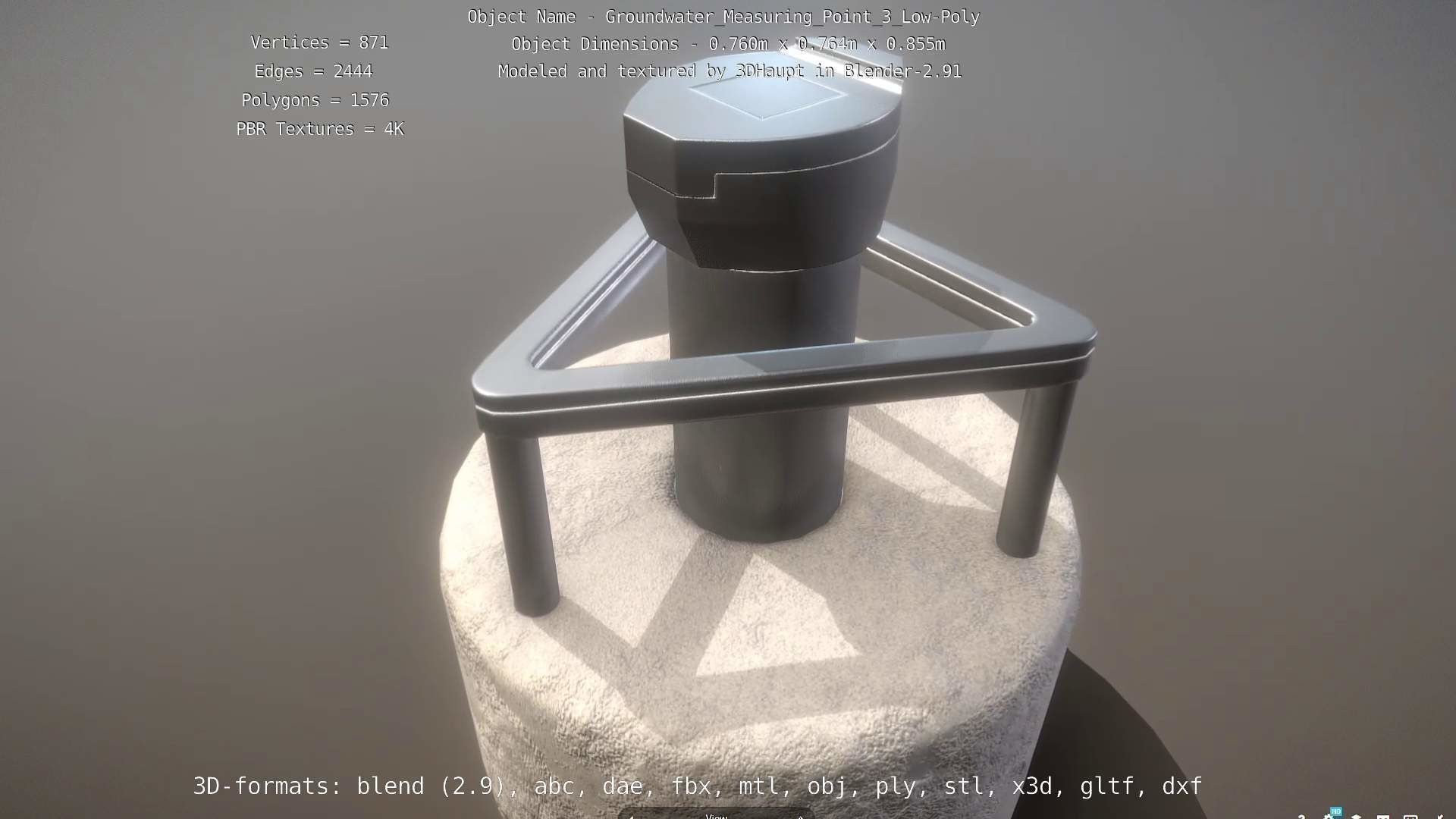 Groundwater Measure Pipe Low-Poly Version 3  Low-poly 3D model_11