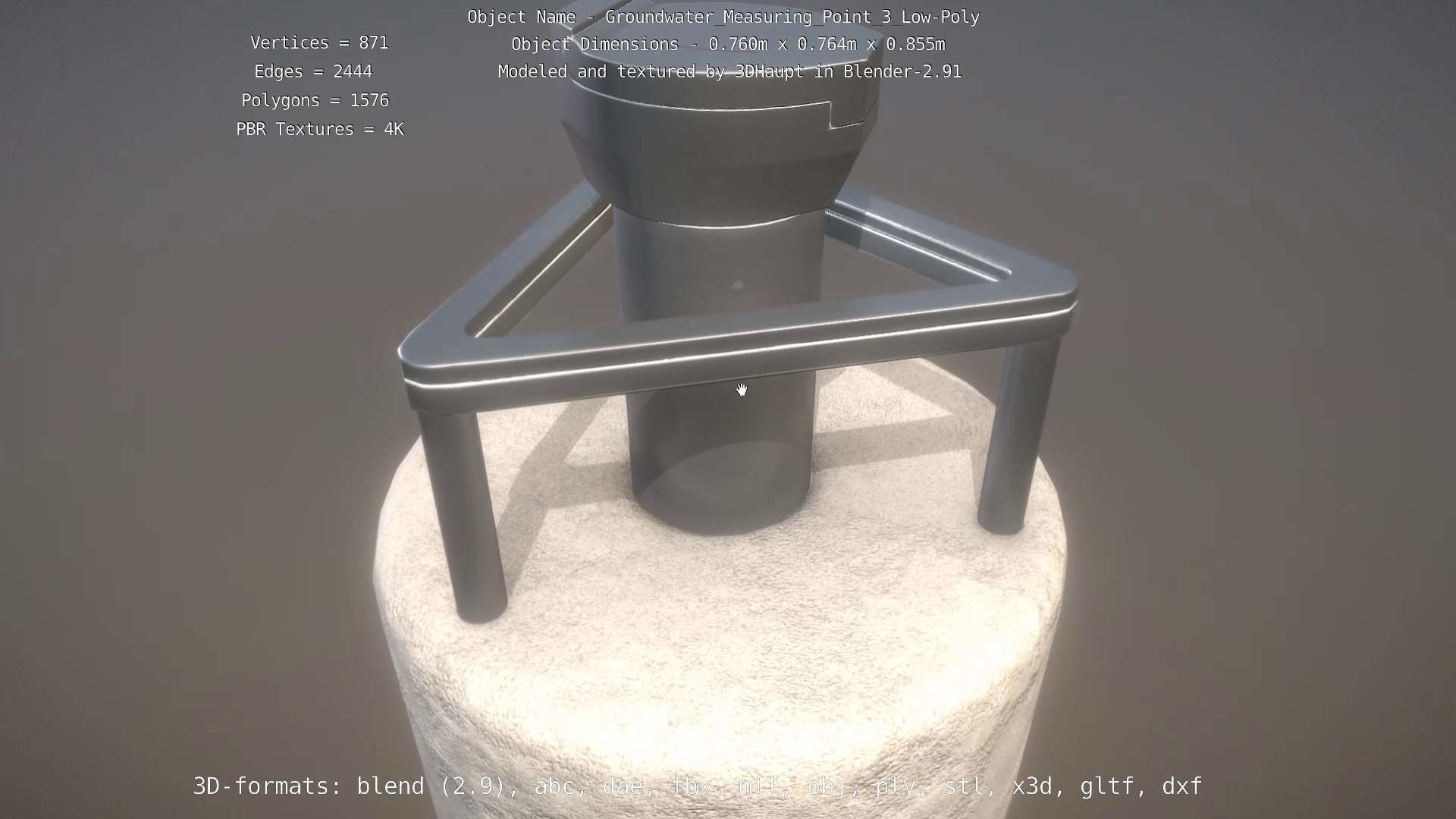 Groundwater Measure Pipe Low-Poly Version 3  Low-poly 3D model_59