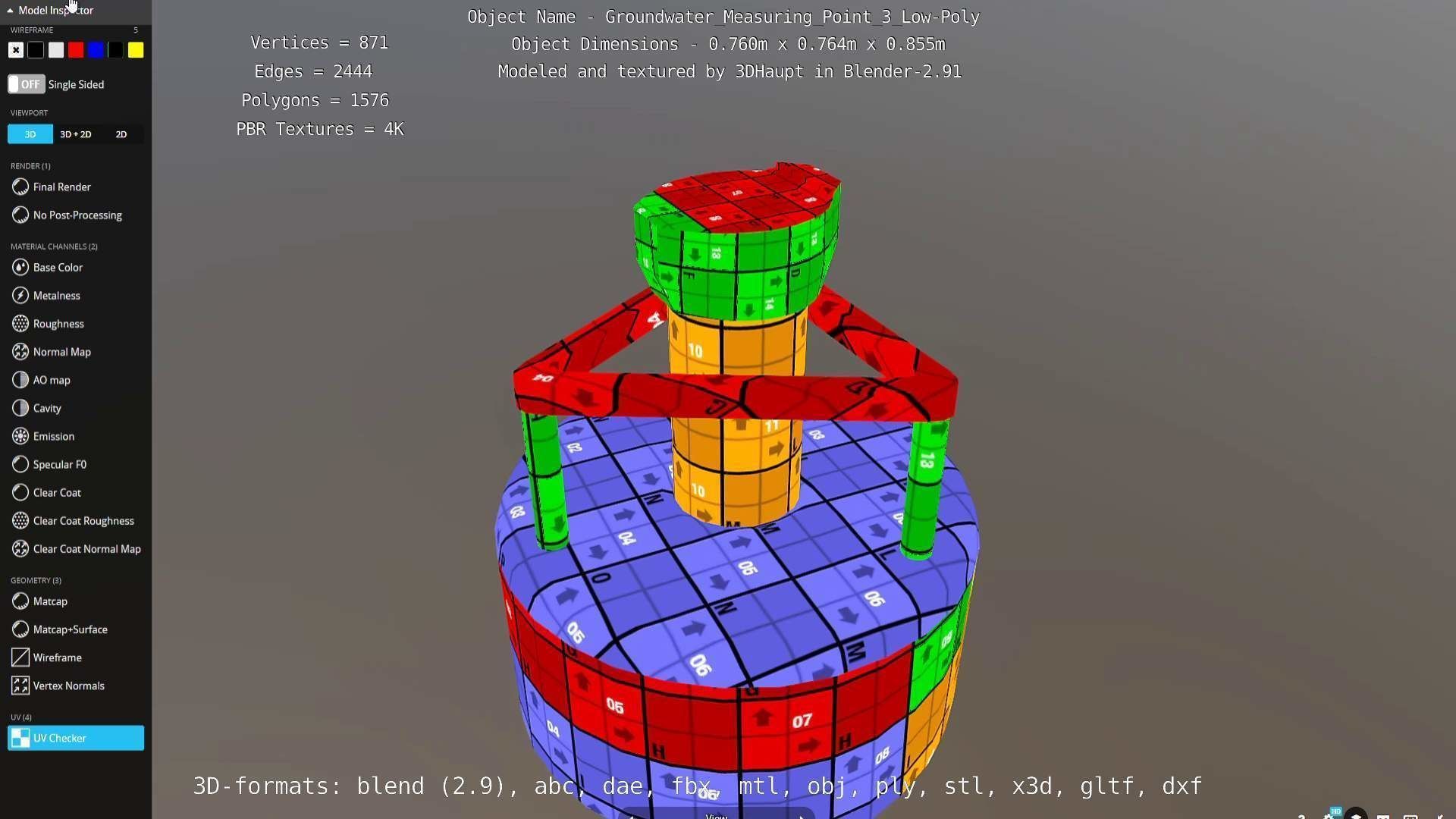 Groundwater Measure Pipe Low-Poly Version 3  Low-poly 3D model_43