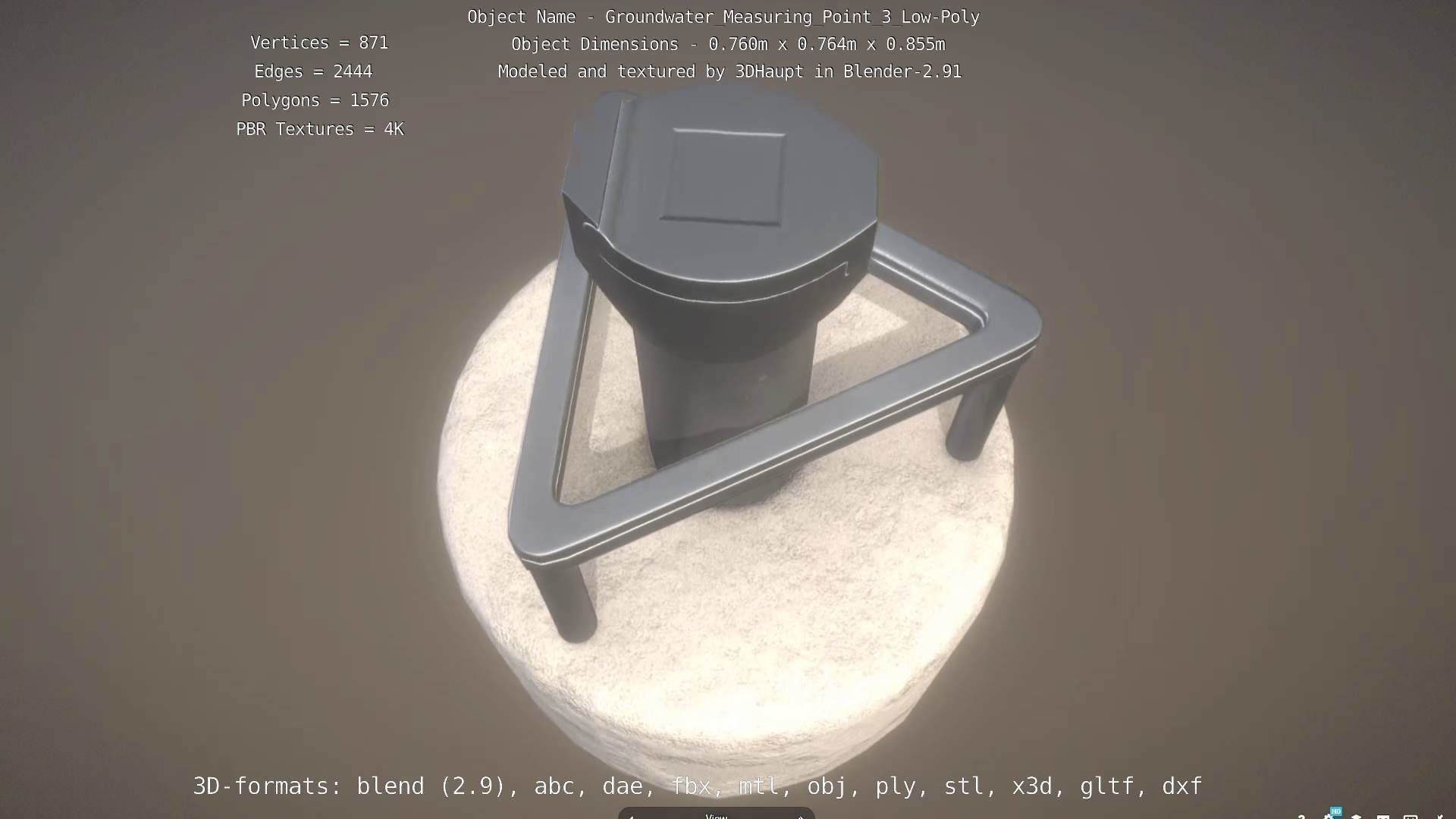 Groundwater Measure Pipe Low-Poly Version 3  Low-poly 3D model_104