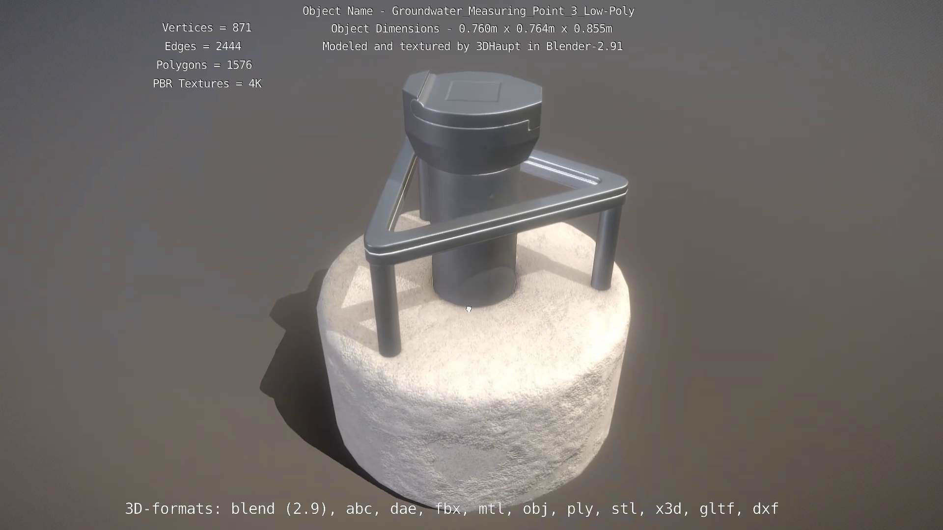 Groundwater Measure Pipe Low-Poly Version 3  Low-poly 3D model_95