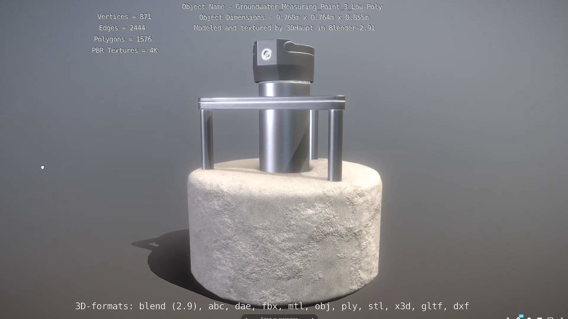 Groundwater Measure Pipe Low-Poly Version 3  Low-poly 3D model_78