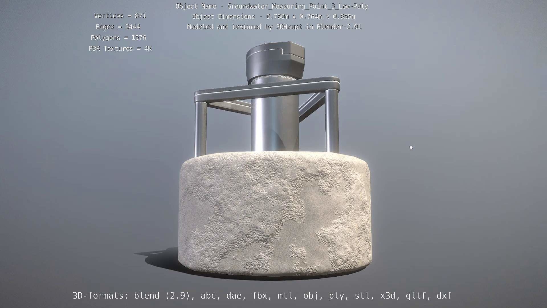 Groundwater Measure Pipe Low-Poly Version 3  Low-poly 3D model_86