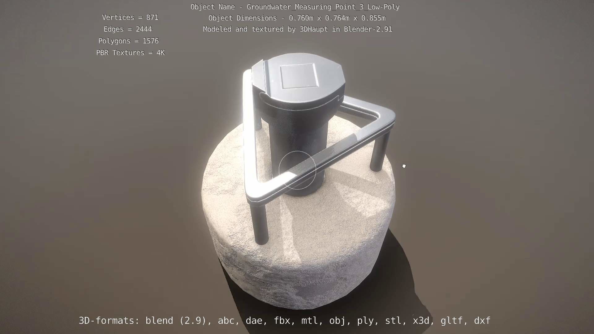 Groundwater Measure Pipe Low-Poly Version 3  Low-poly 3D model_97