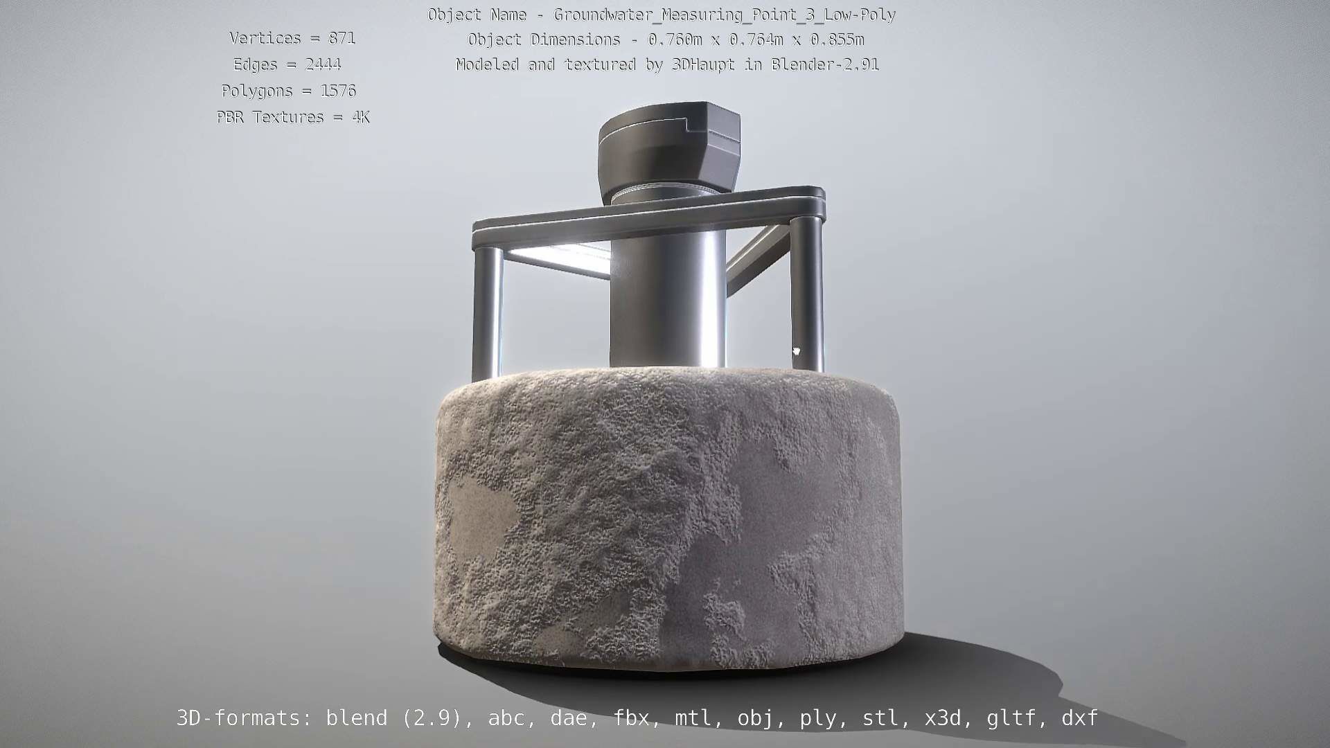 Groundwater Measure Pipe Low-Poly Version 3  Low-poly 3D model_7