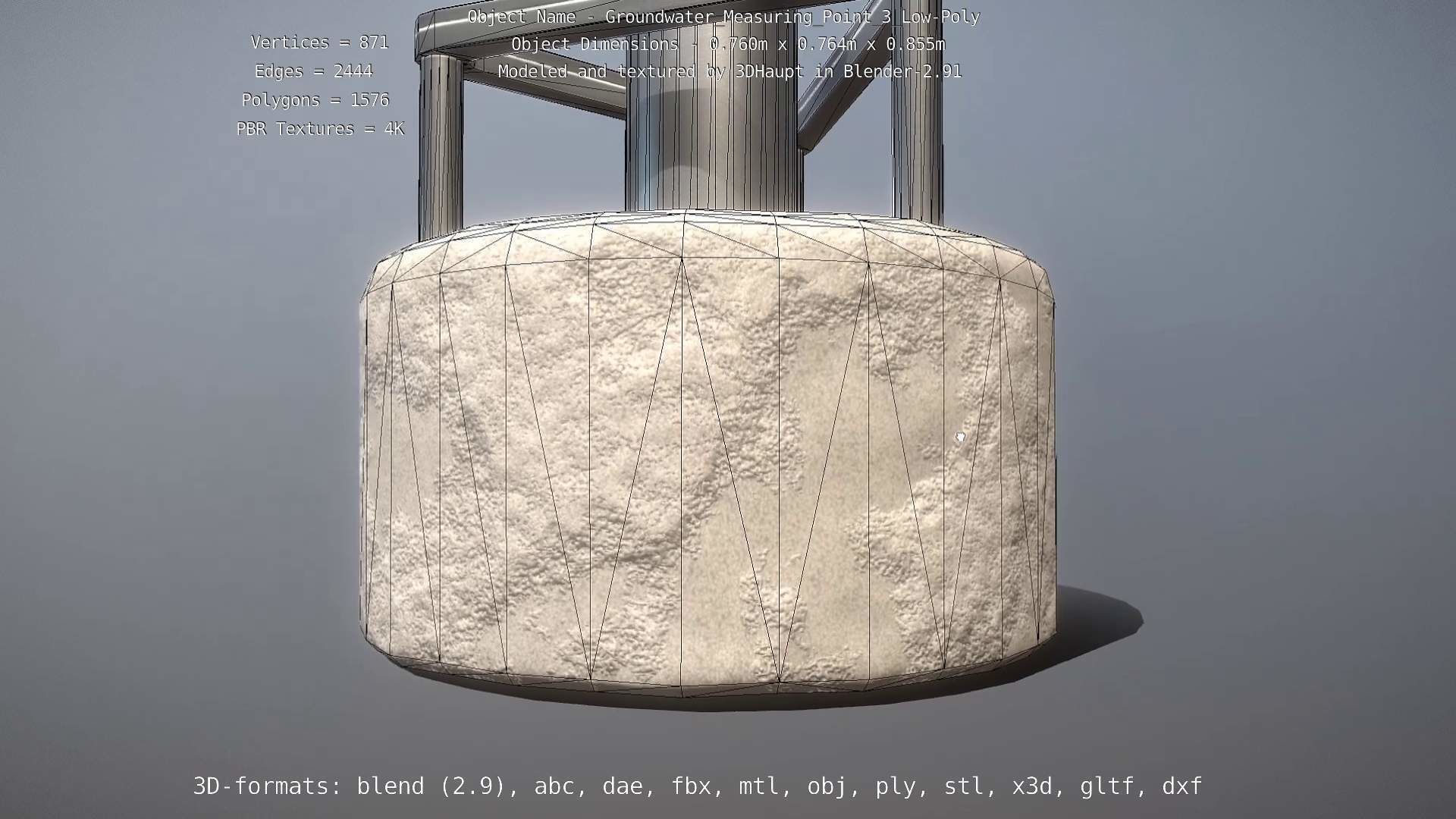 Groundwater Measure Pipe Low-Poly Version 3  Low-poly 3D model_26