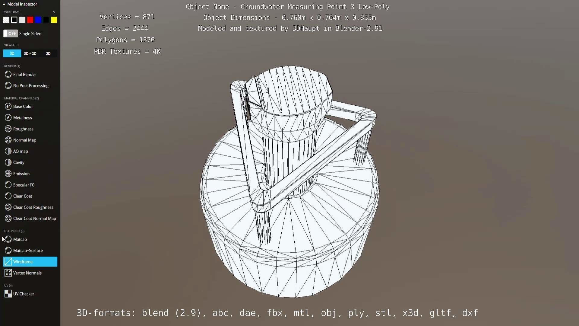 Groundwater Measure Pipe Low-Poly Version 3  Low-poly 3D model_42