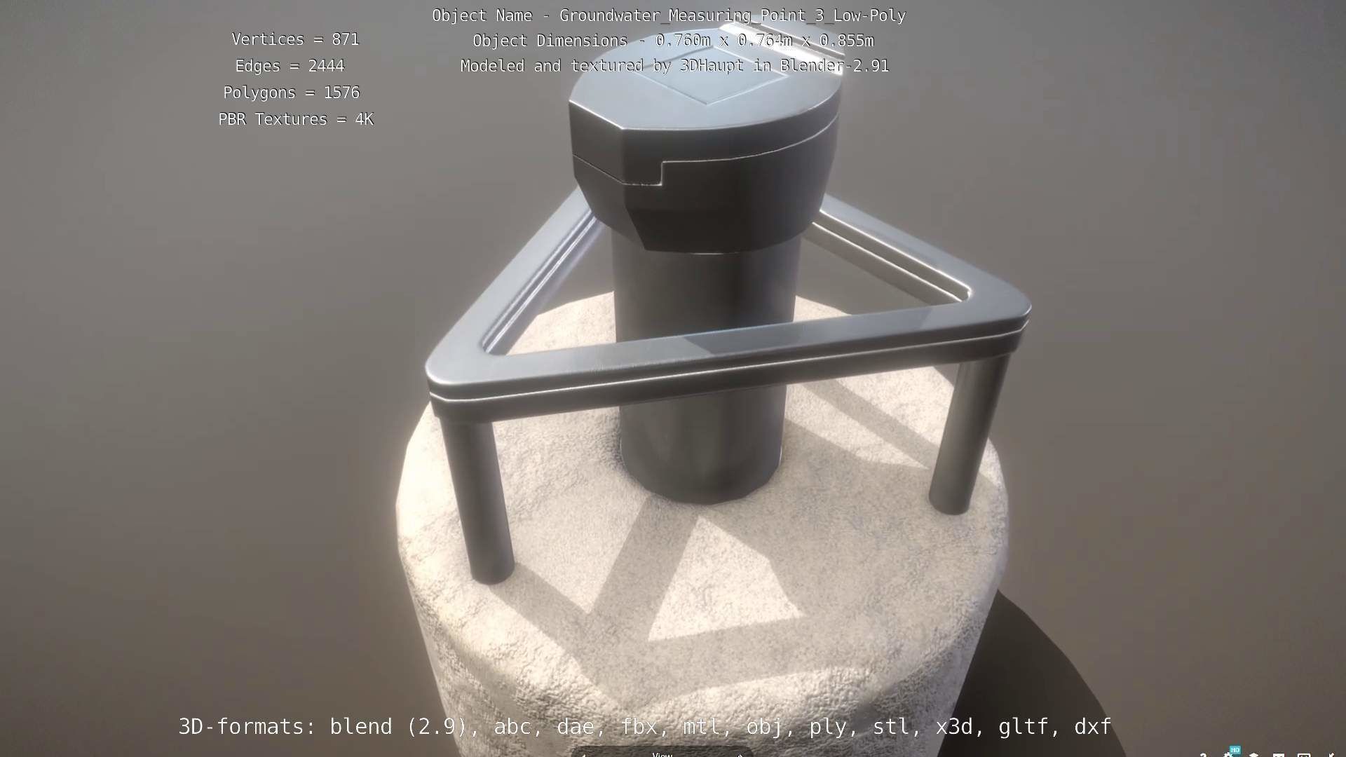 Groundwater Measure Pipe Low-Poly Version 3  Low-poly 3D model_107