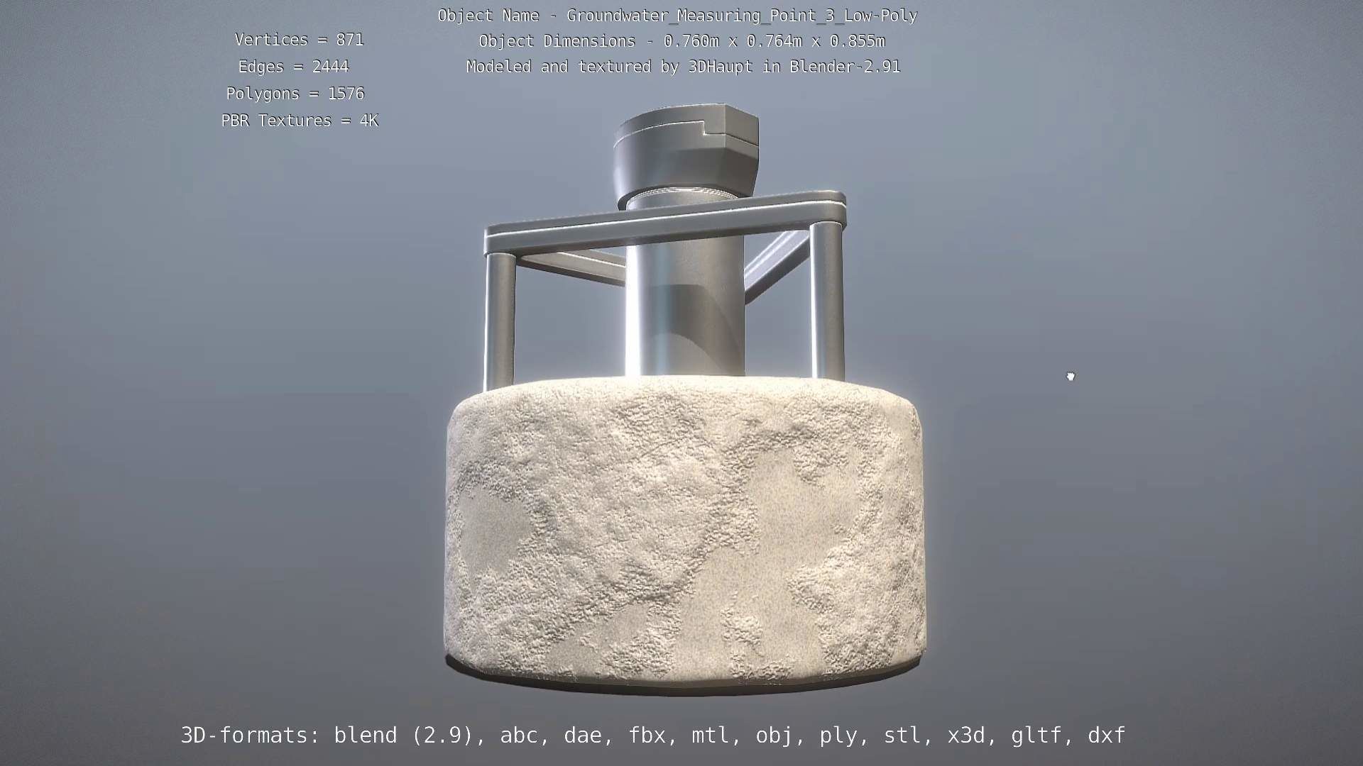 Groundwater Measure Pipe Low-Poly Version 3  Low-poly 3D model_6