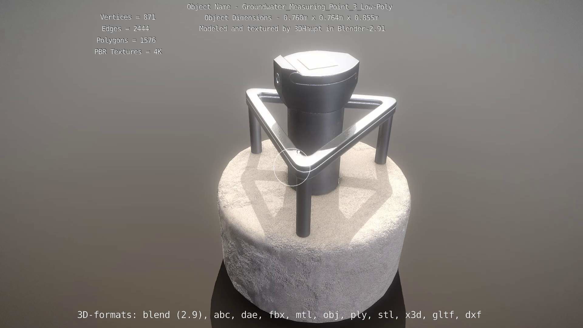 Groundwater Measure Pipe Low-Poly Version 3  Low-poly 3D model_65