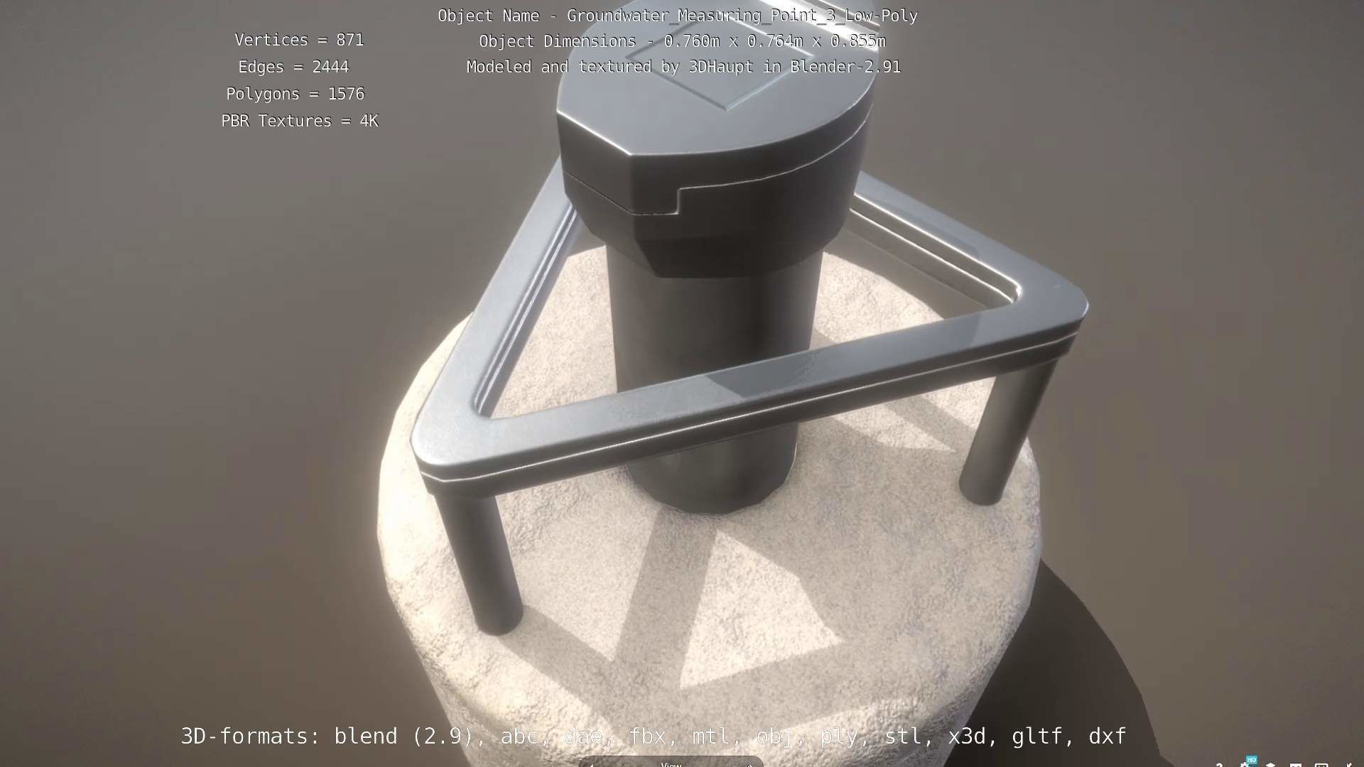 Groundwater Measure Pipe Low-Poly Version 3  Low-poly 3D model_106