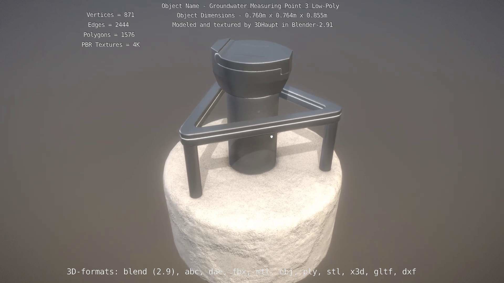 Groundwater Measure Pipe Low-Poly Version 3  Low-poly 3D model_60