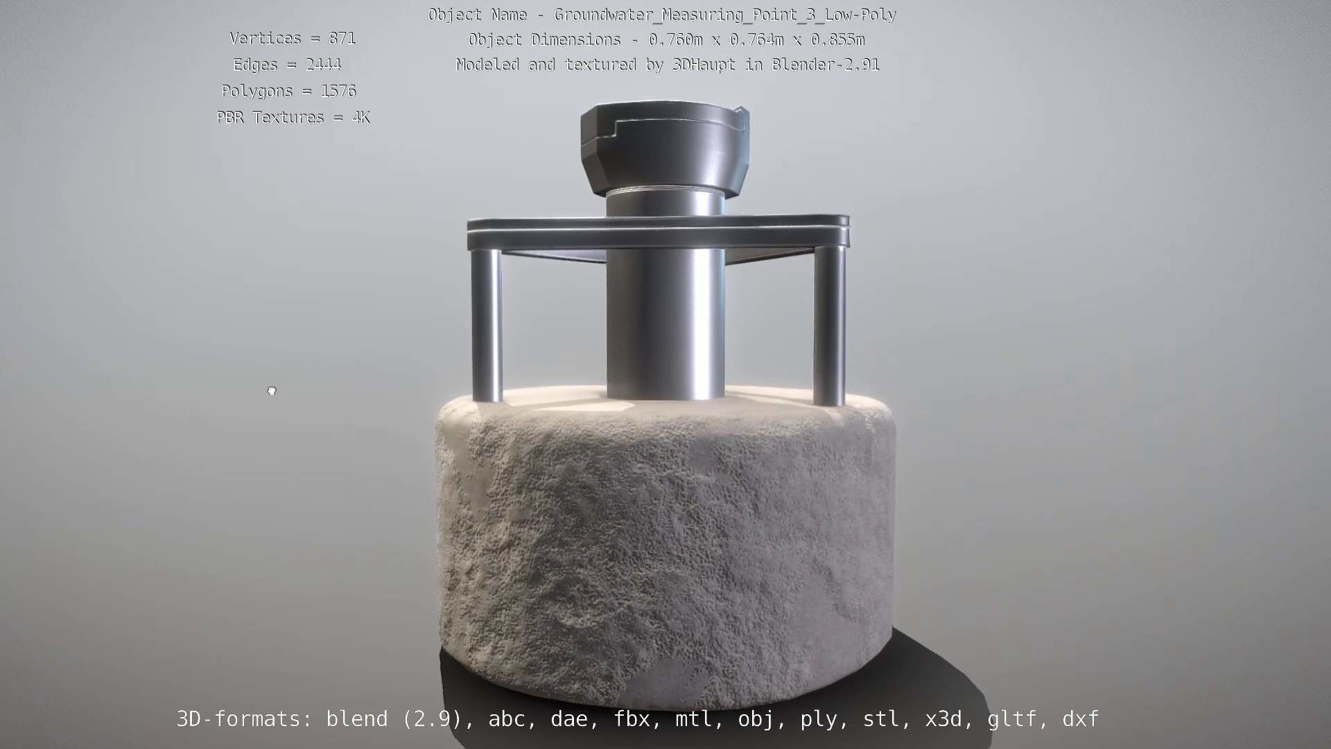 Groundwater Measure Pipe Low-Poly Version 3  Low-poly 3D model_4